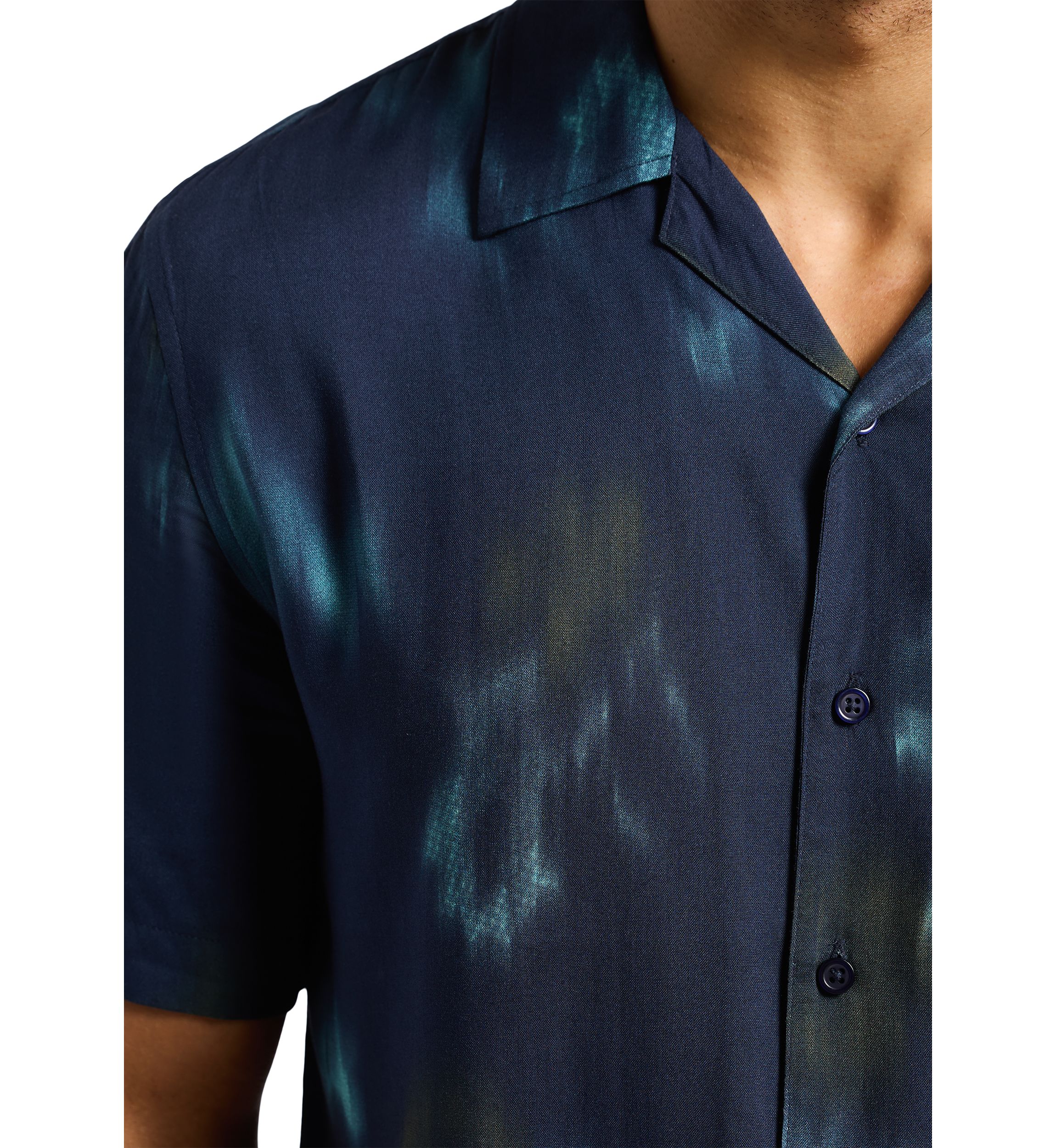 Mens Sandro Short-Sleeve Tie-Dye Button-Up Camp Shirt