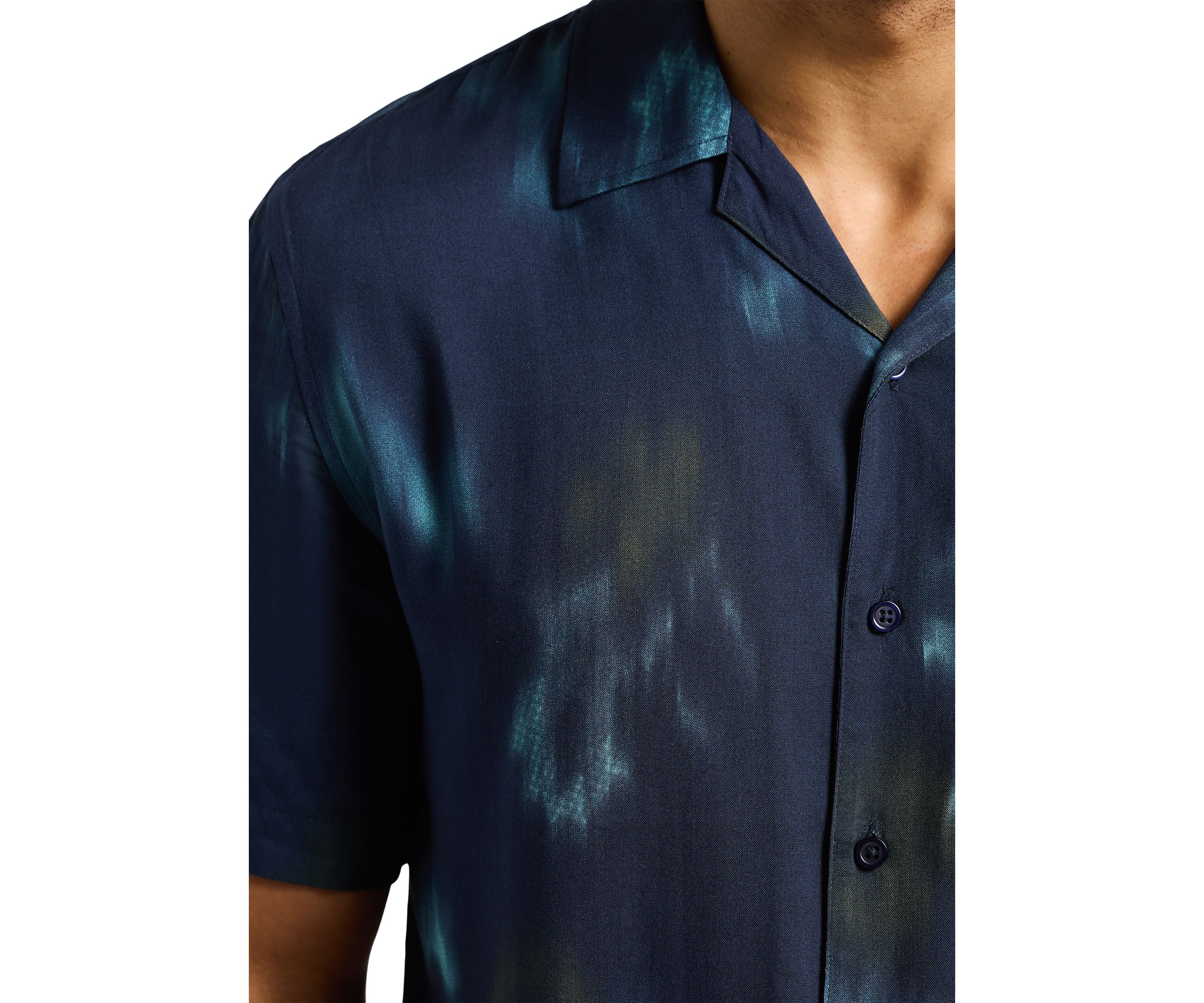Mens Sandro Short-Sleeve Tie-Dye Button-Up Camp Shirt
