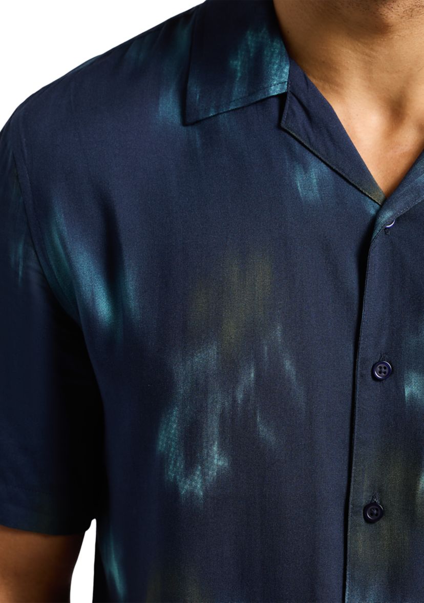 Mens Sandro Short-Sleeve Tie-Dye Button-Up Camp Shirt