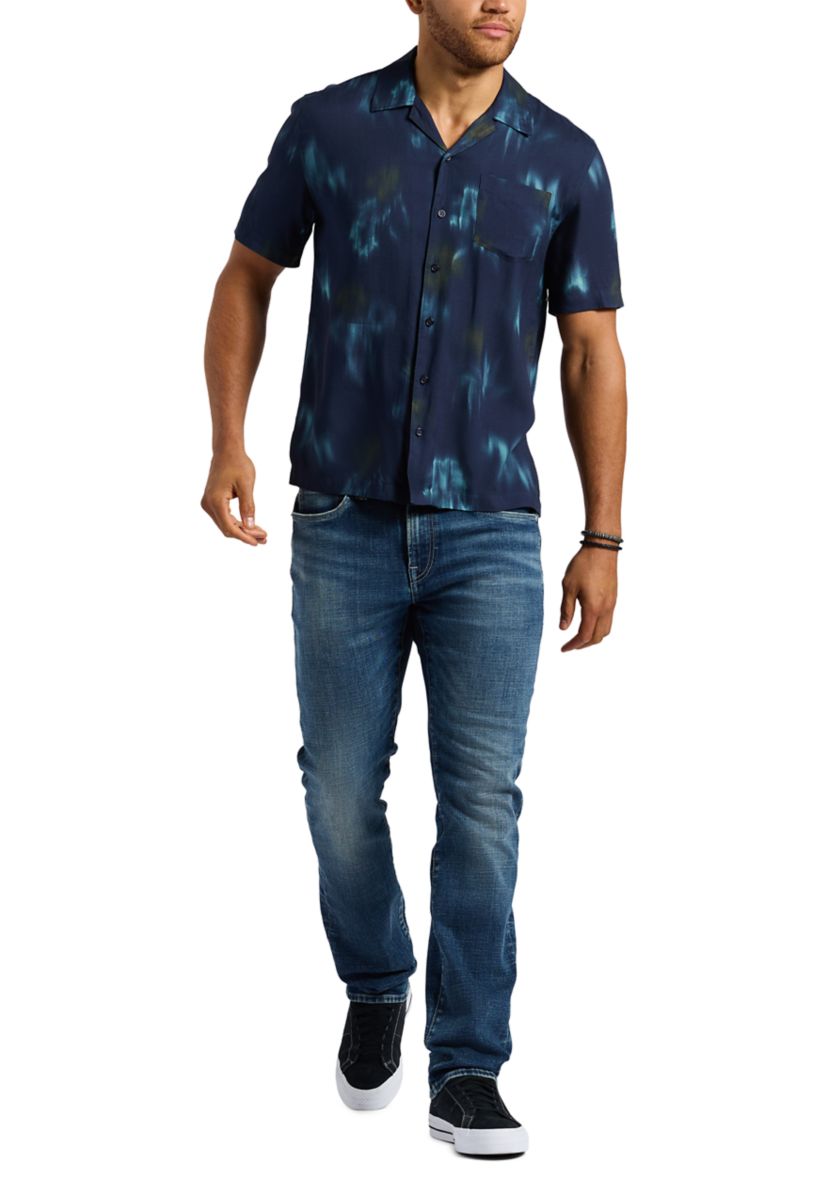 Mens Sandro Short-Sleeve Tie-Dye Button-Up Camp Shirt