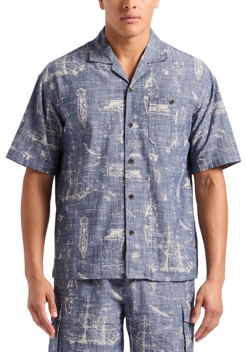Mens Sonix Relaxed Fit Printed Button Up Shirt