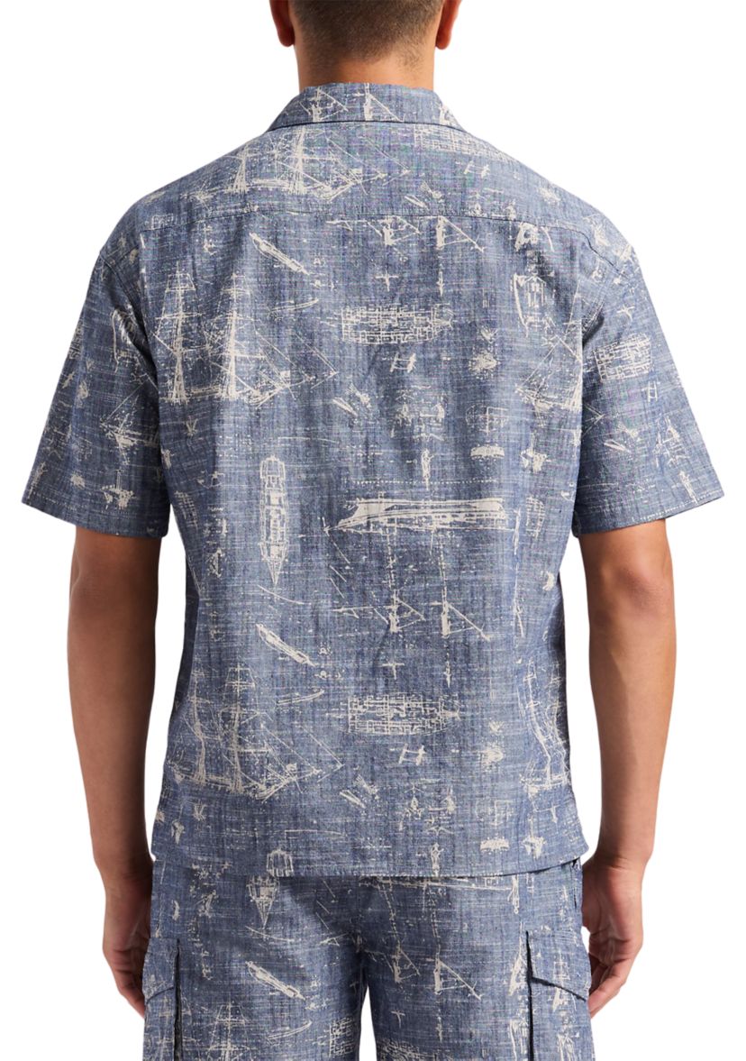 Mens Sonix Relaxed Fit Printed Button Up Shirt