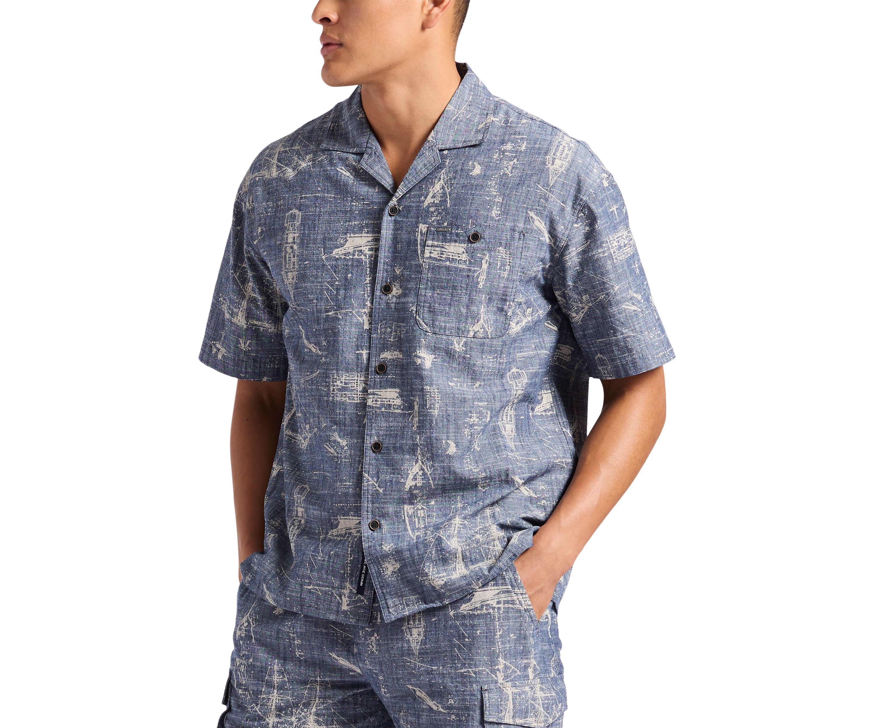 Mens Sonix Relaxed Fit Printed Button Up Shirt