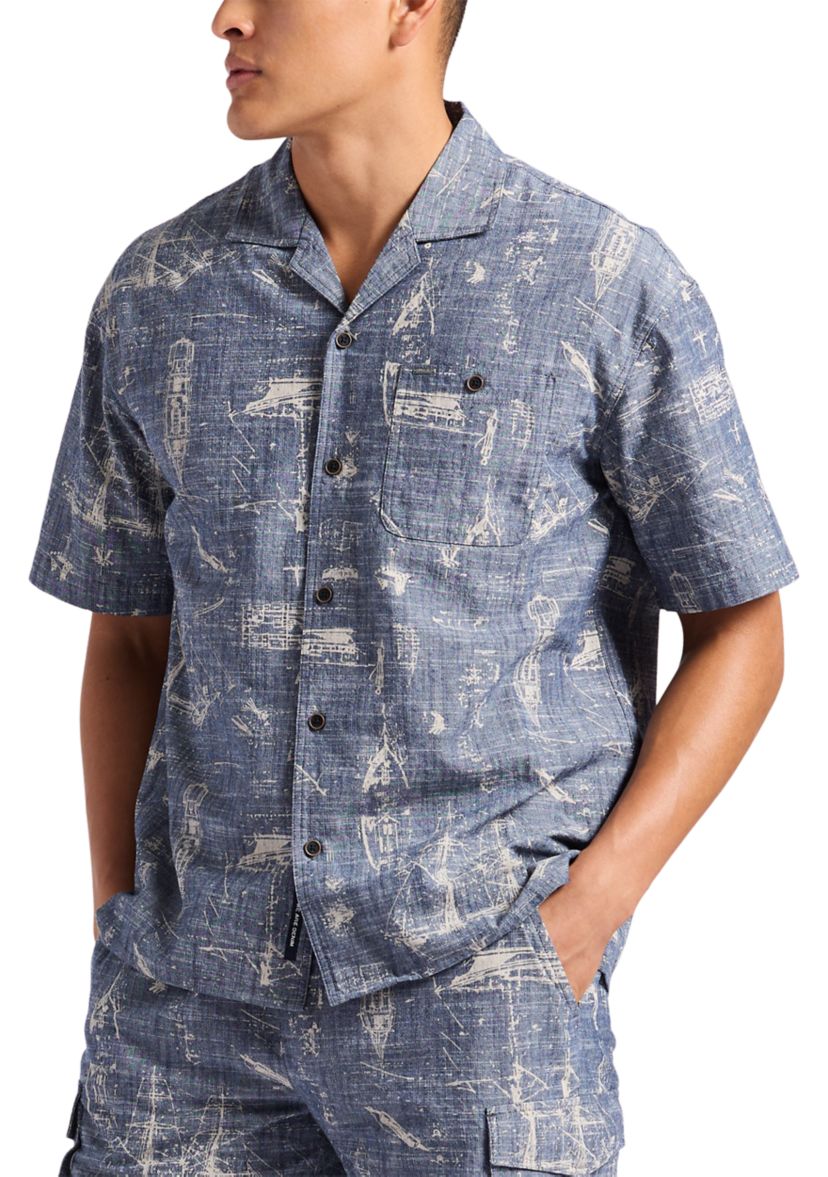 Mens Sonix Relaxed Fit Printed Button Up Shirt