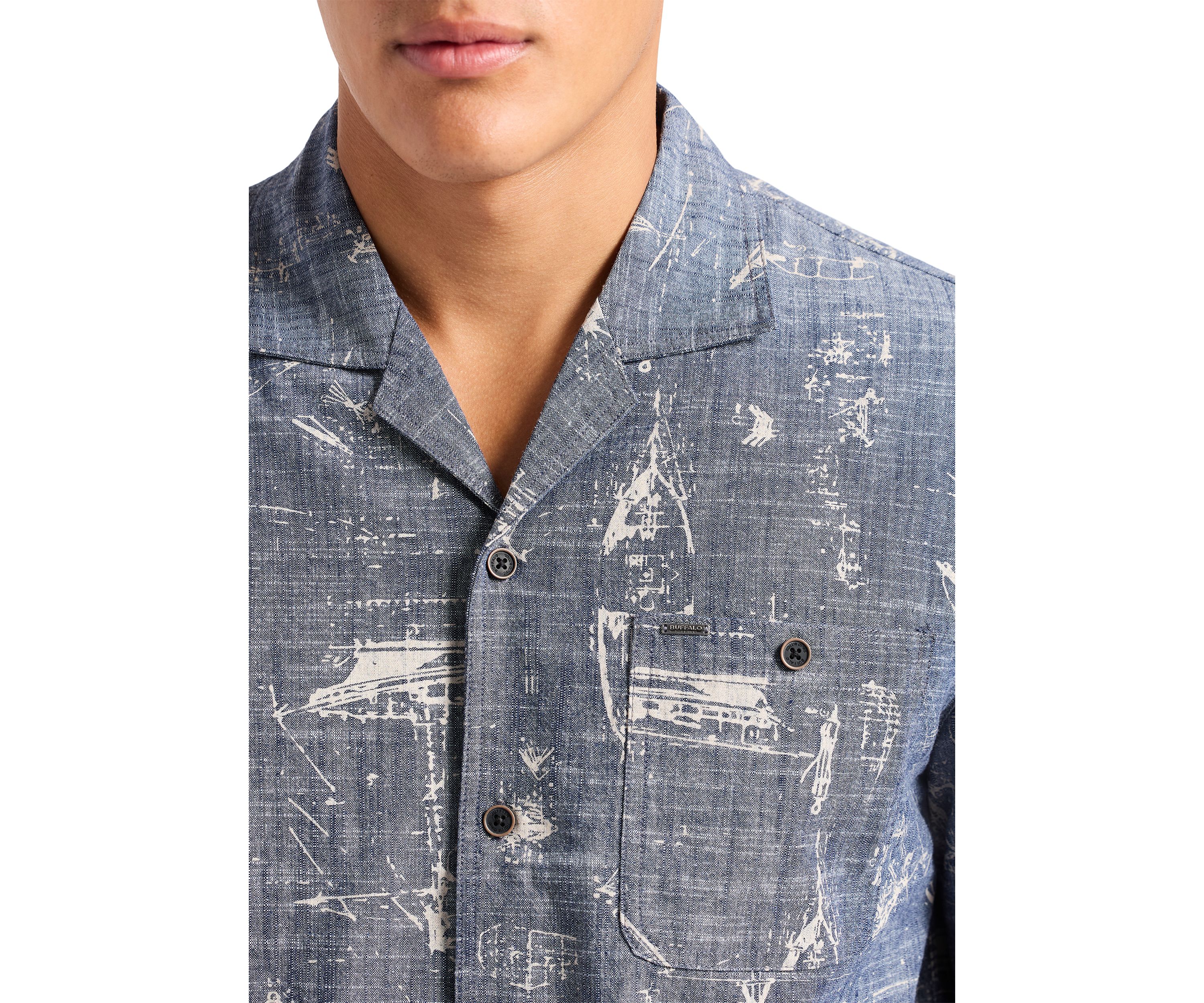 Mens Sonix Relaxed Fit Printed Button Up Shirt