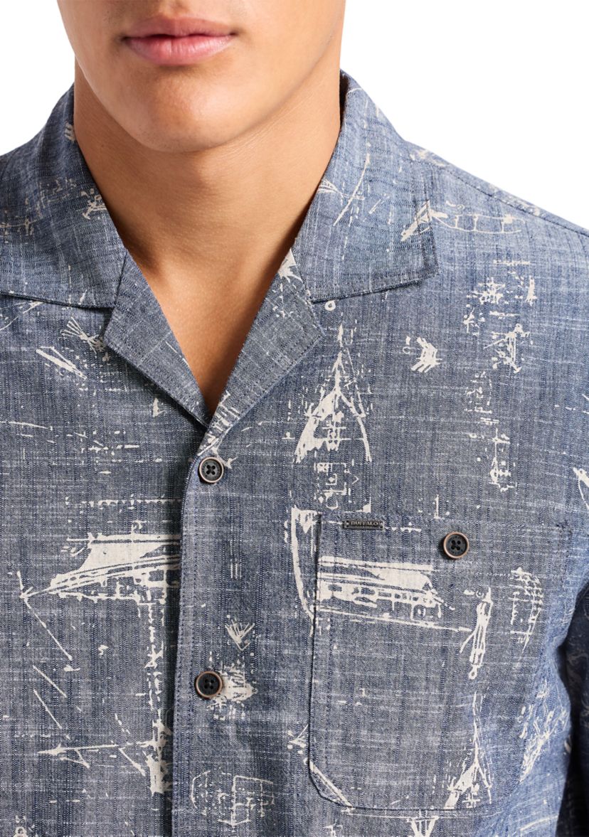 Mens Sonix Relaxed Fit Printed Button Up Shirt