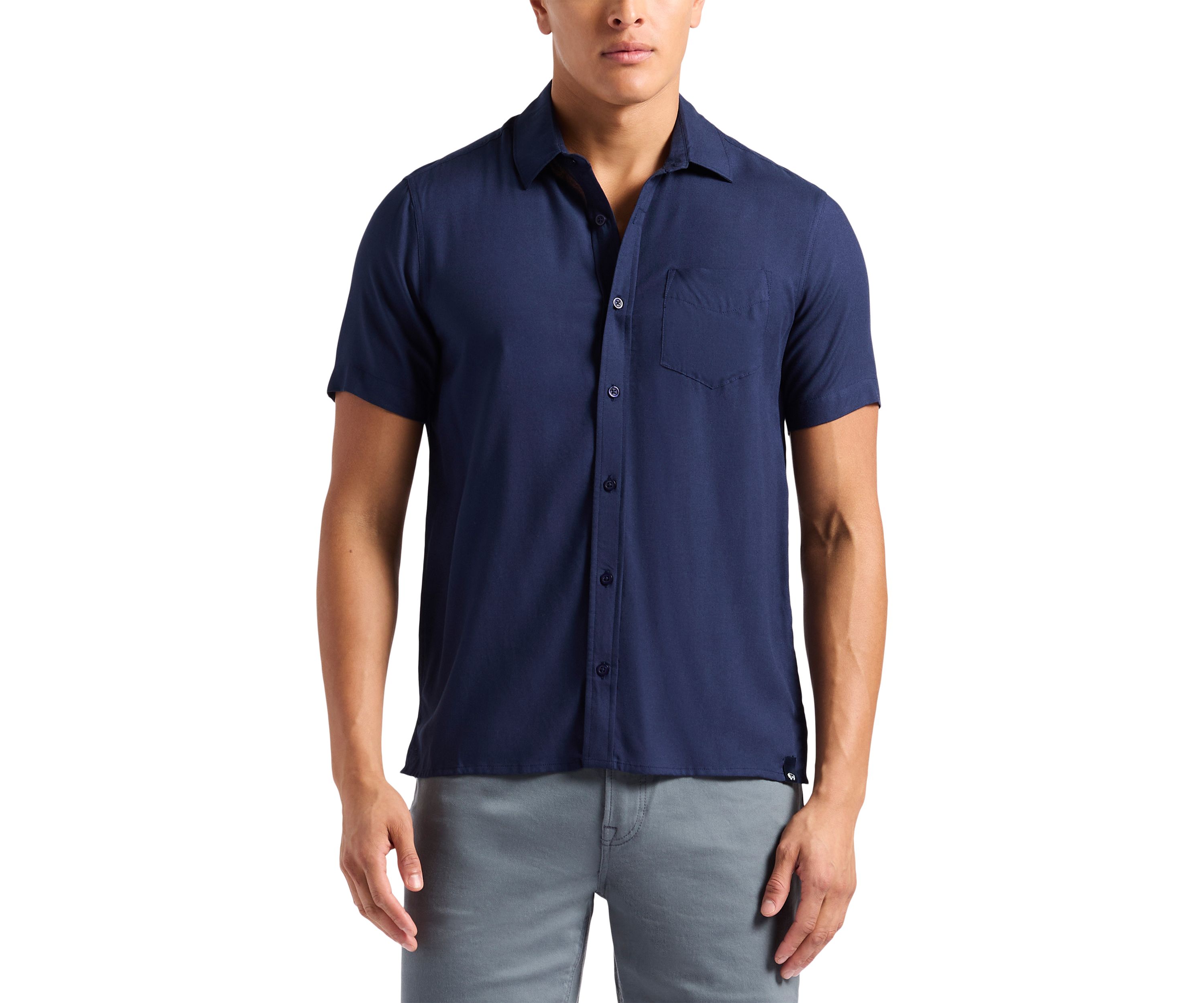 Mens Sirilo Fitted Short Sleeve Button-Up Shirt