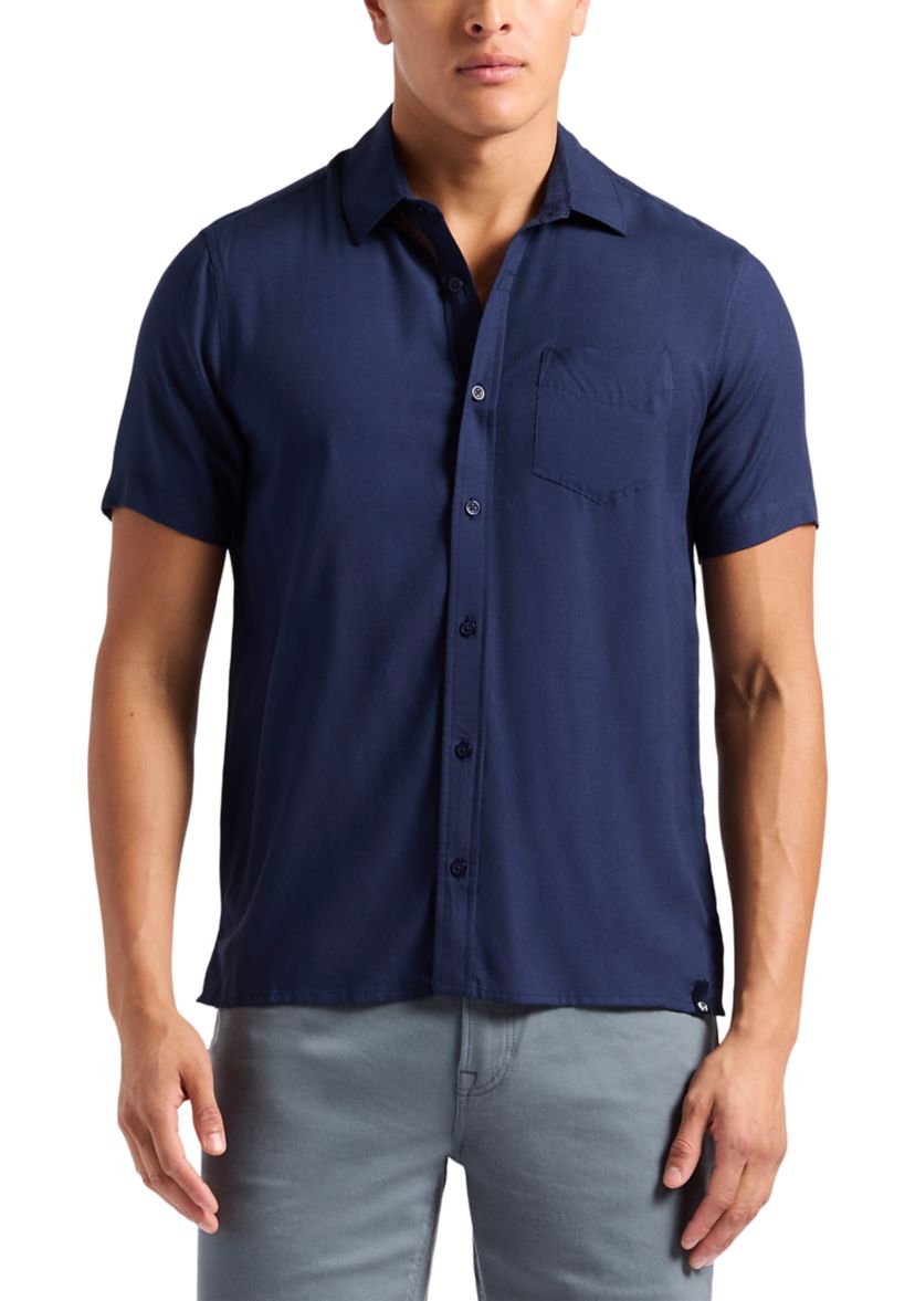 Mens Sirilo Fitted Short Sleeve Button-Up Shirt