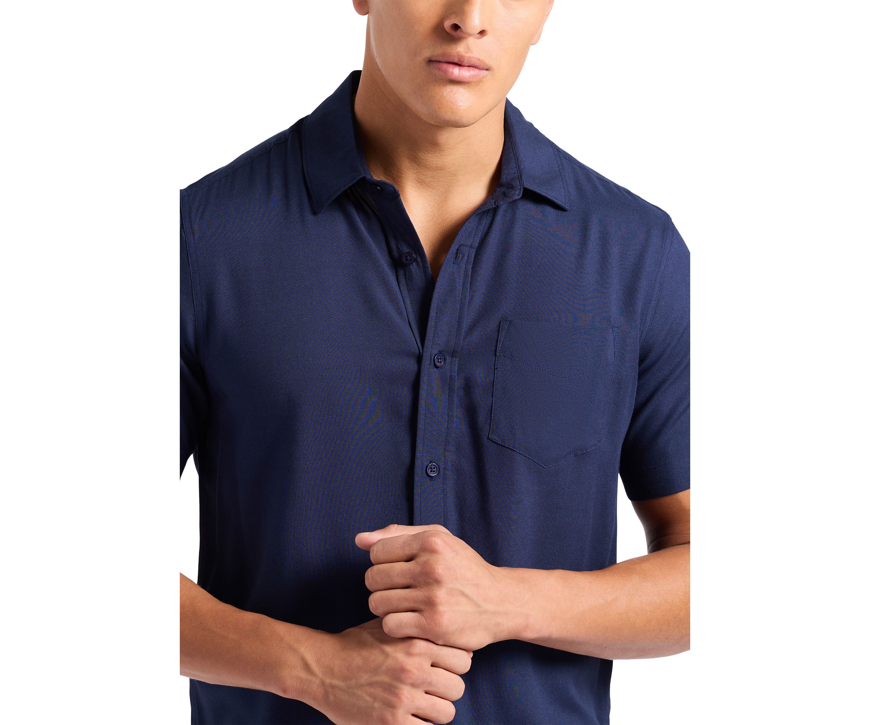 Mens Sirilo Fitted Short Sleeve Button-Up Shirt