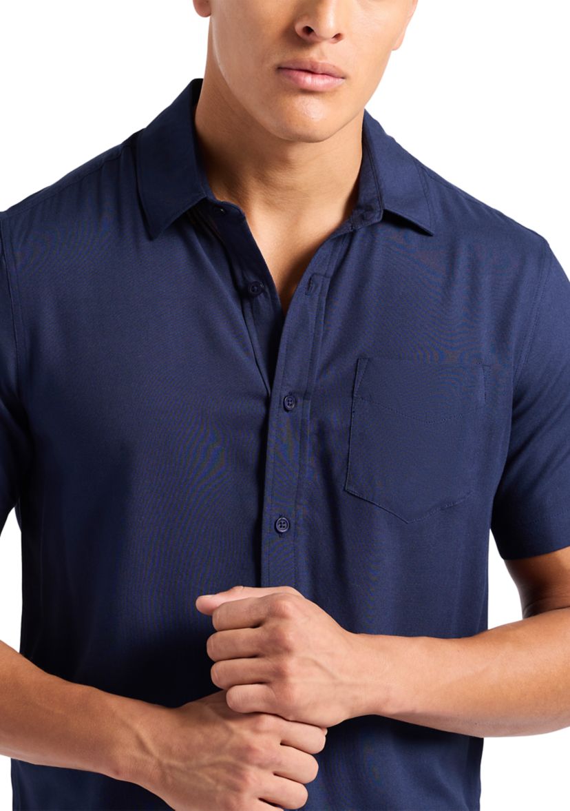Mens Sirilo Fitted Short Sleeve Button-Up Shirt