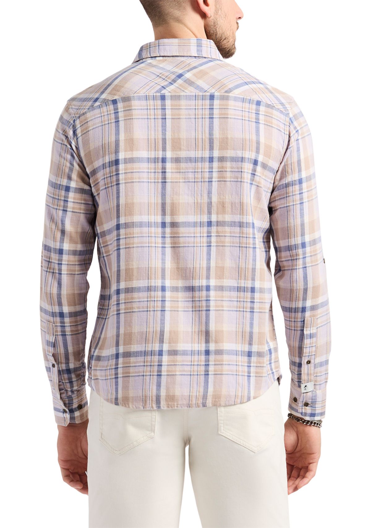 Mens Simbio Long Sleeve Plaid Button-Up Fitted Shirt
