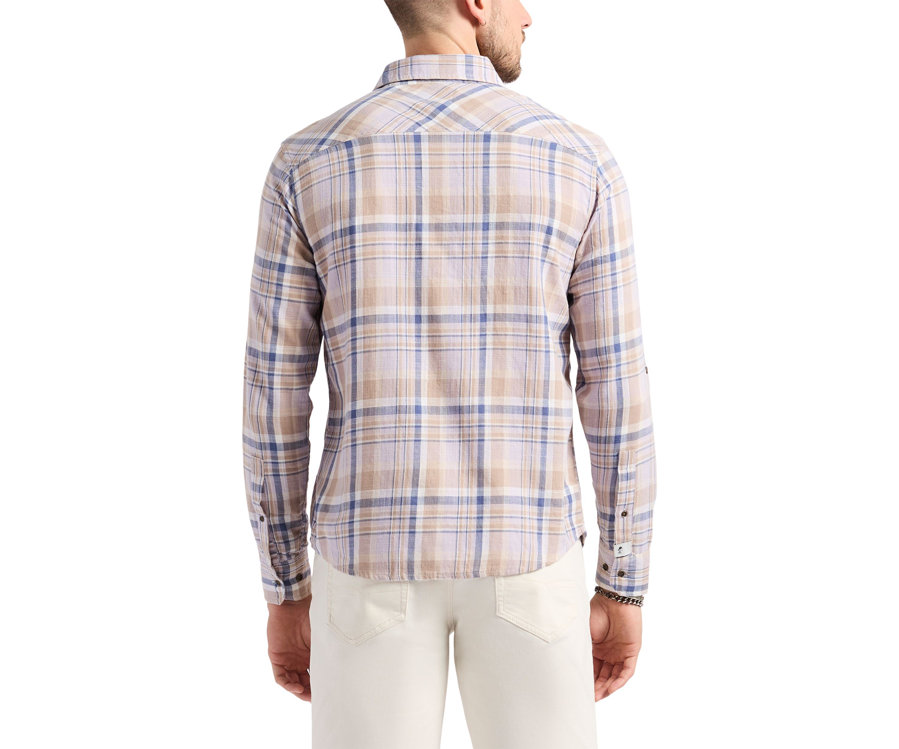 Mens Simbio Long Sleeve Plaid Button-Up Fitted Shirt