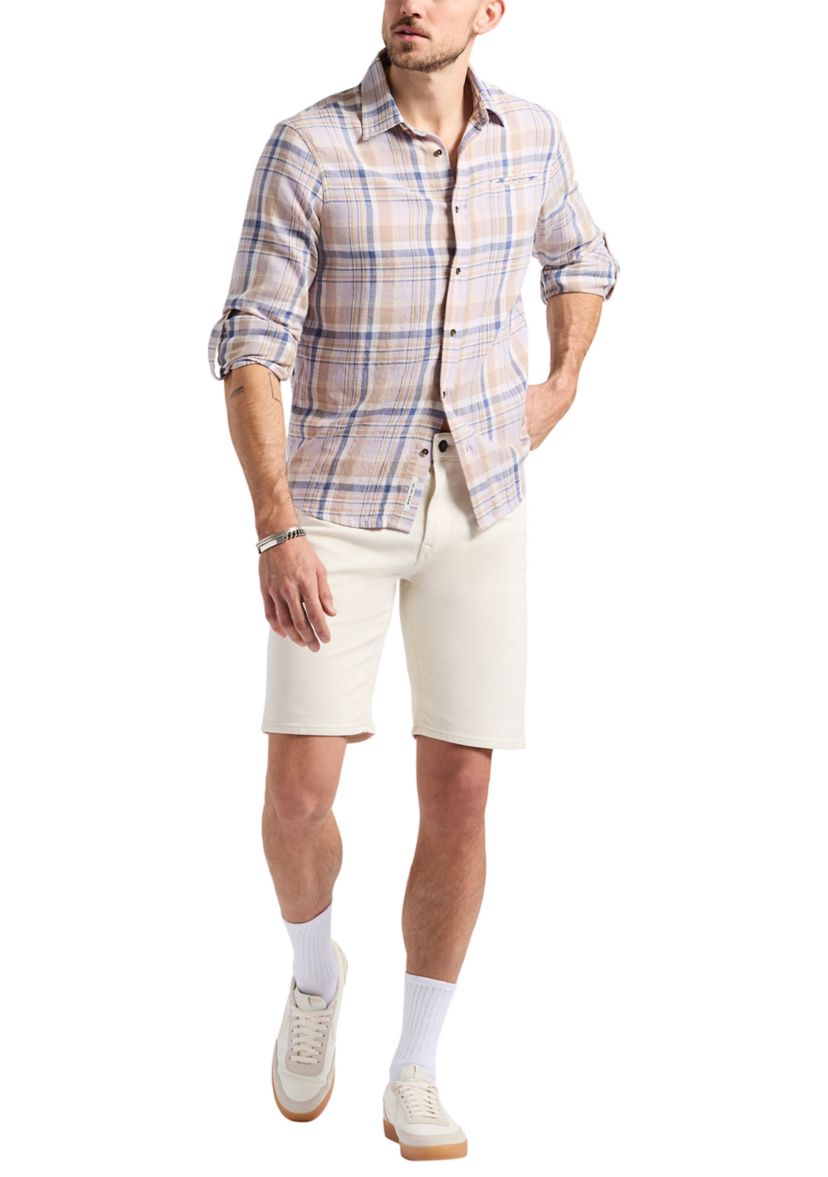 Mens Simbio Long Sleeve Plaid Button-Up Fitted Shirt