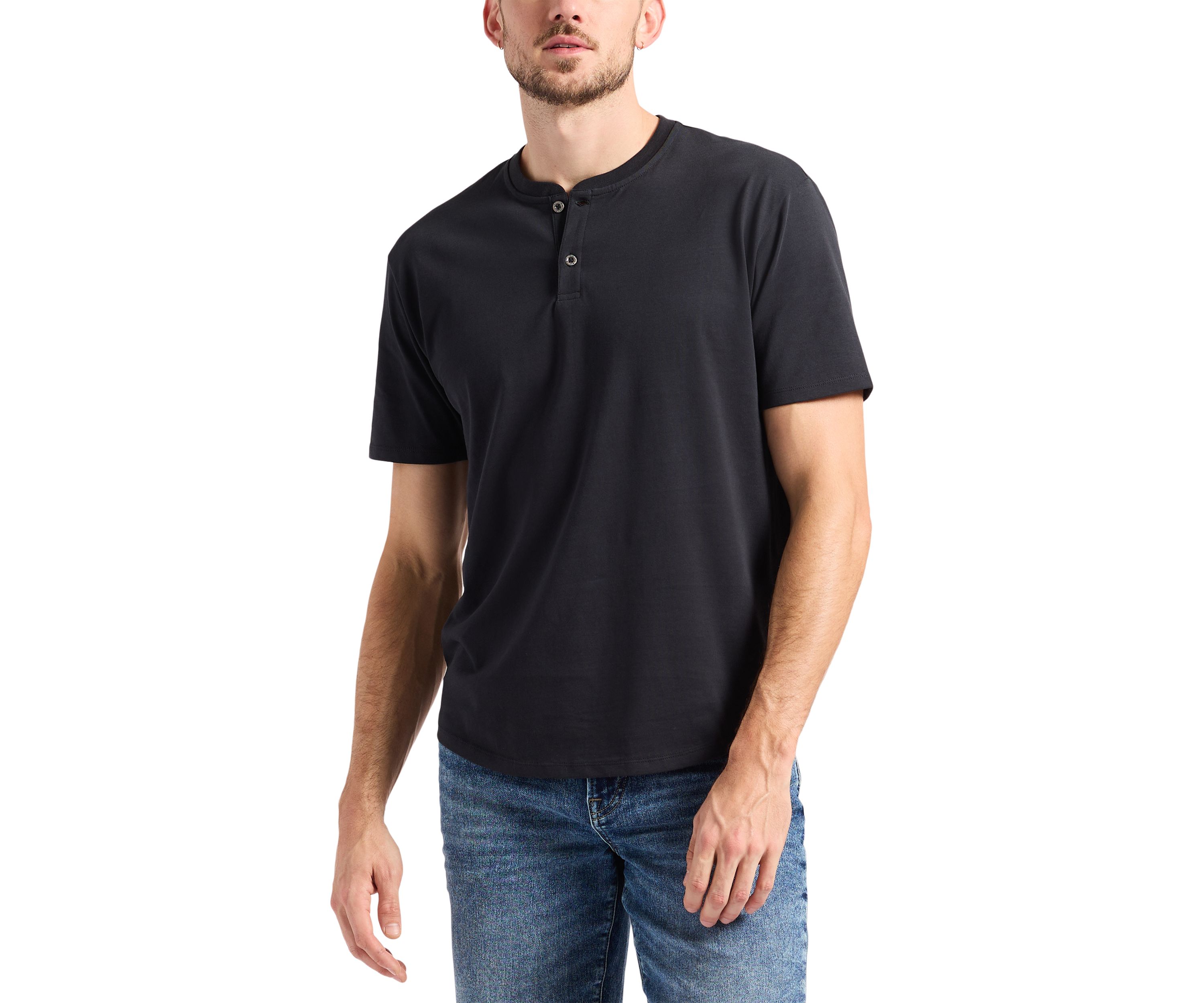 Mens Short Sleeve Henley T-Shirt, Fern