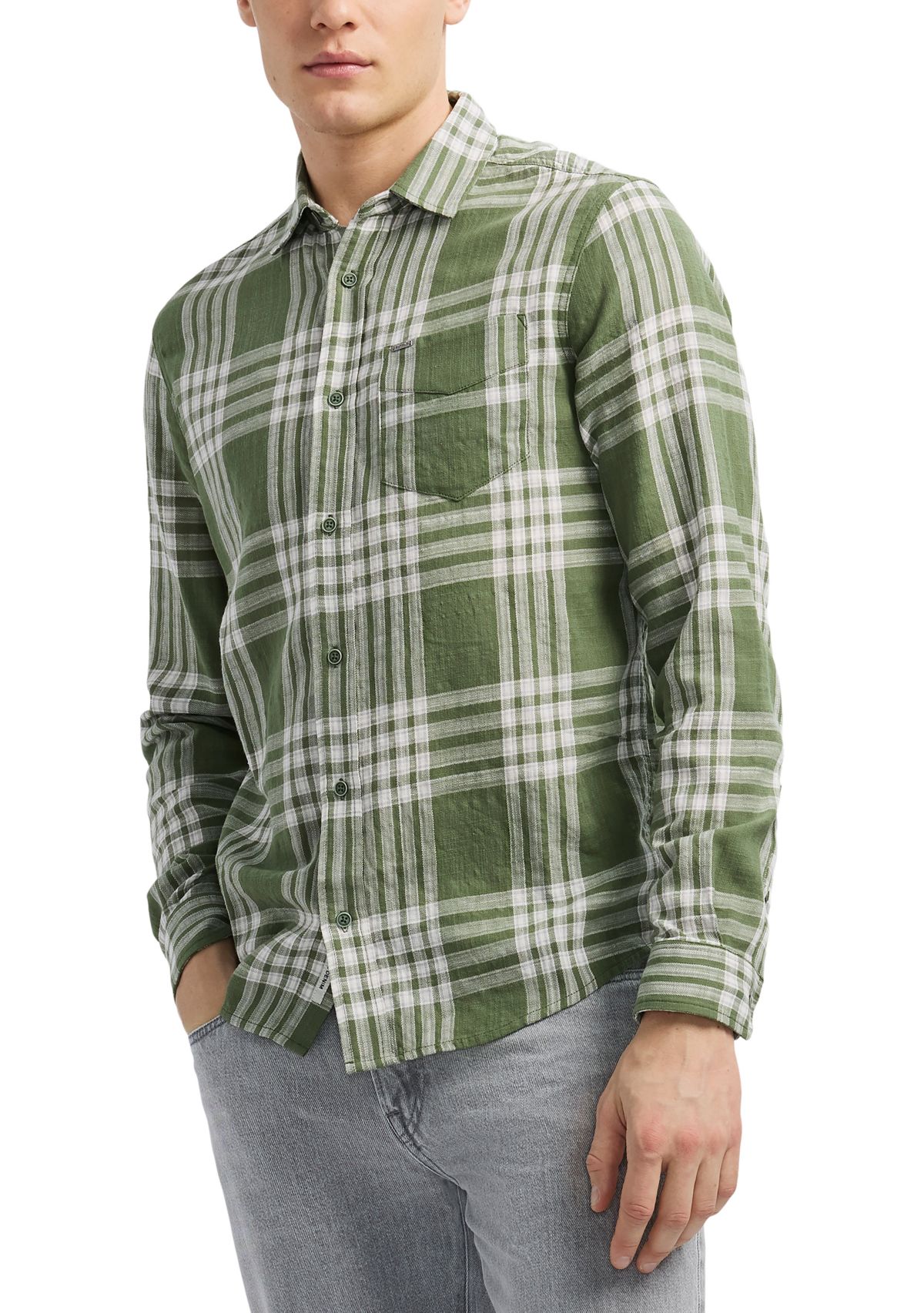 Mens Saroz Short-Sleeve Plaid Shirt, Hedge Green