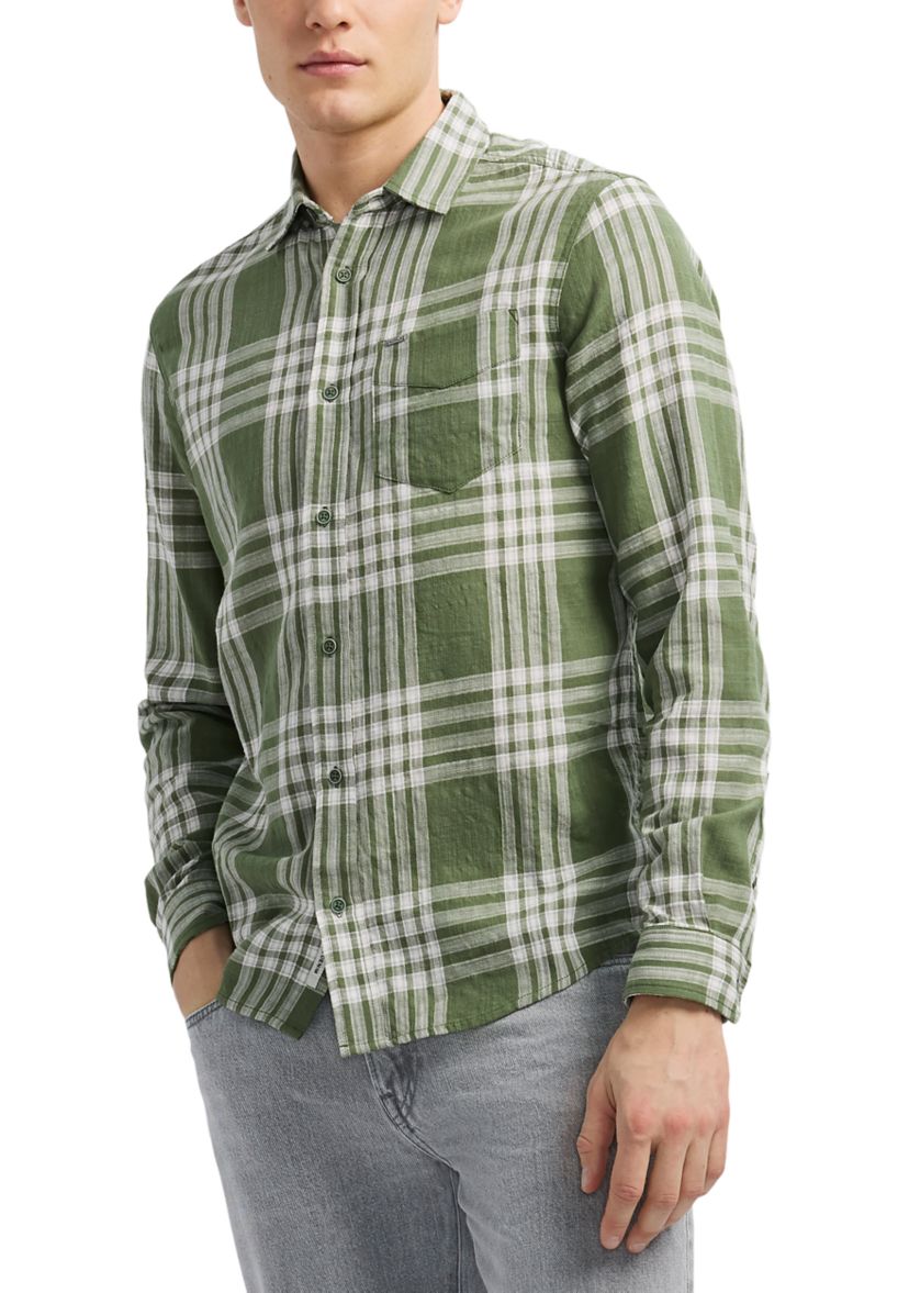Mens Saroz Short-Sleeve Plaid Shirt, Hedge Green