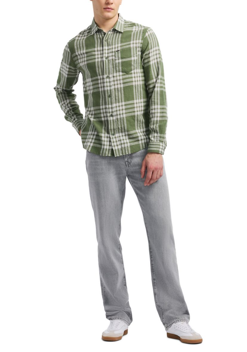 Mens Saroz Short-Sleeve Plaid Shirt, Hedge Green