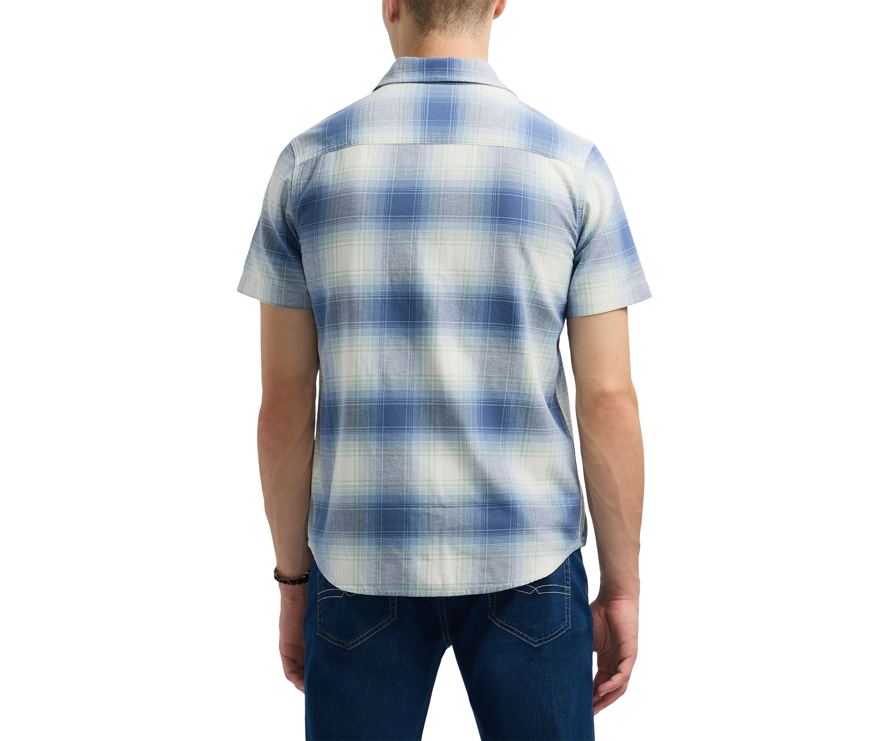 Mens Sagrino Short-Sleeve Plaid Button-Up Fitted Shirt