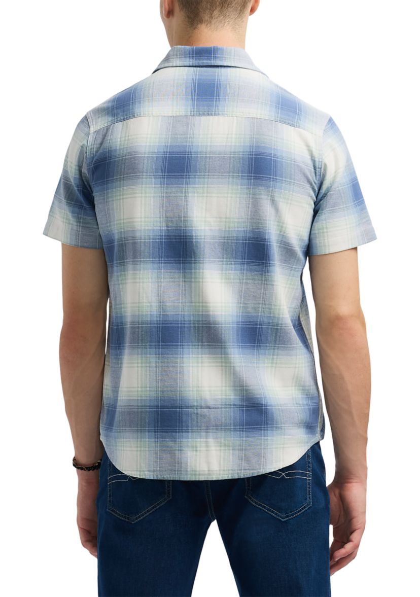 Mens Sagrino Short-Sleeve Plaid Button-Up Fitted Shirt