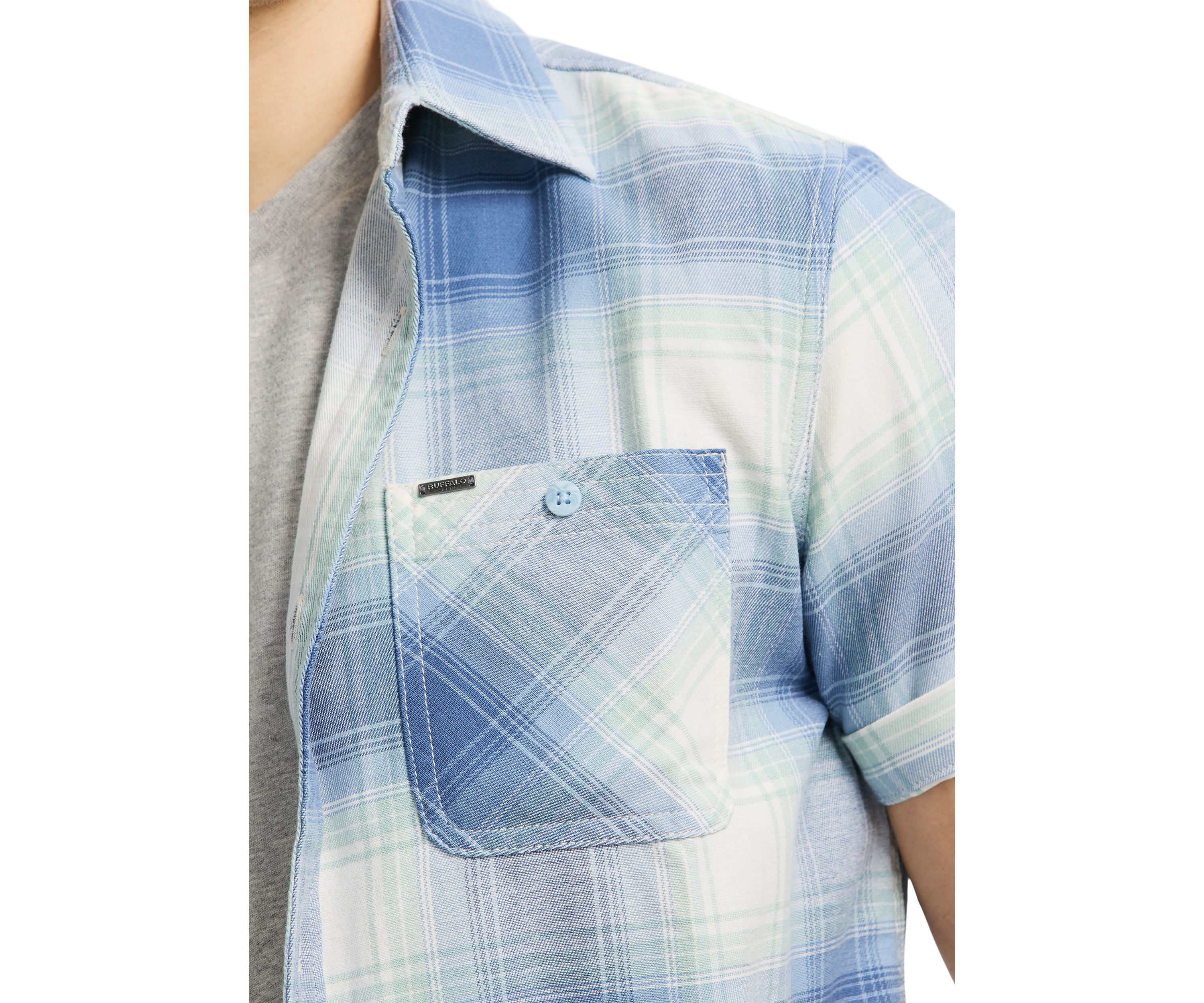 Mens Sagrino Short-Sleeve Plaid Button-Up Fitted Shirt
