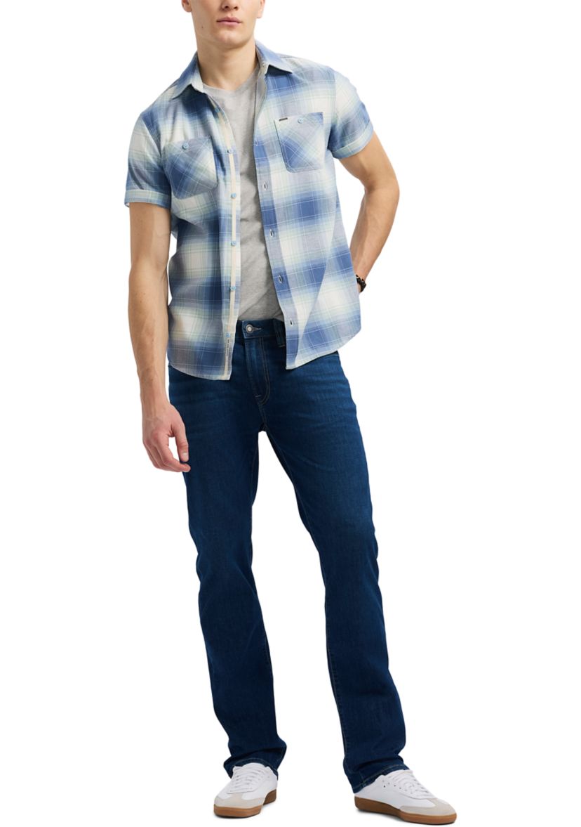 Mens Sagrino Short-Sleeve Plaid Button-Up Fitted Shirt