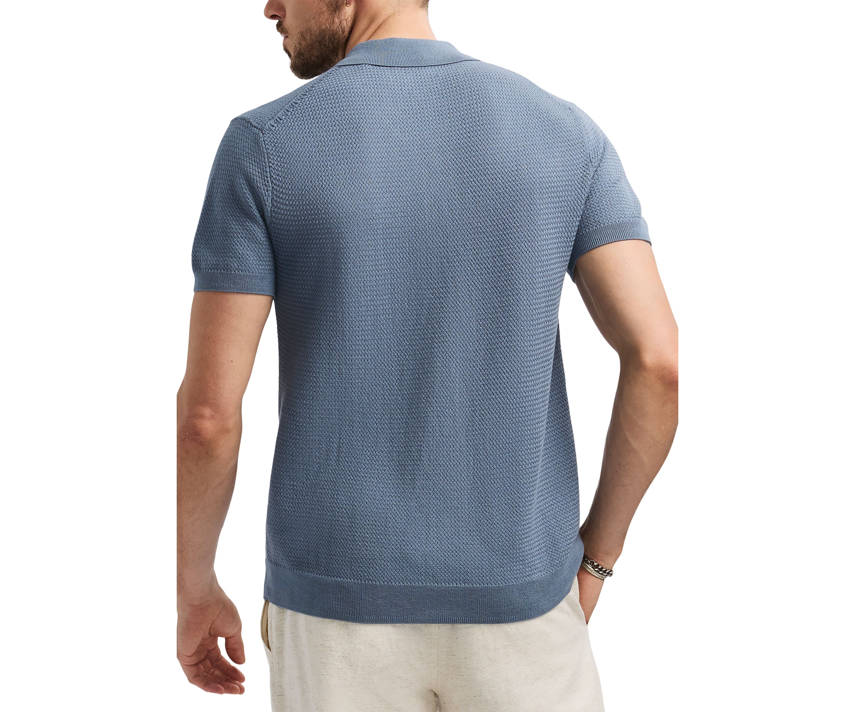 Wasko Button Up Sweater Knit Polo Shirt
