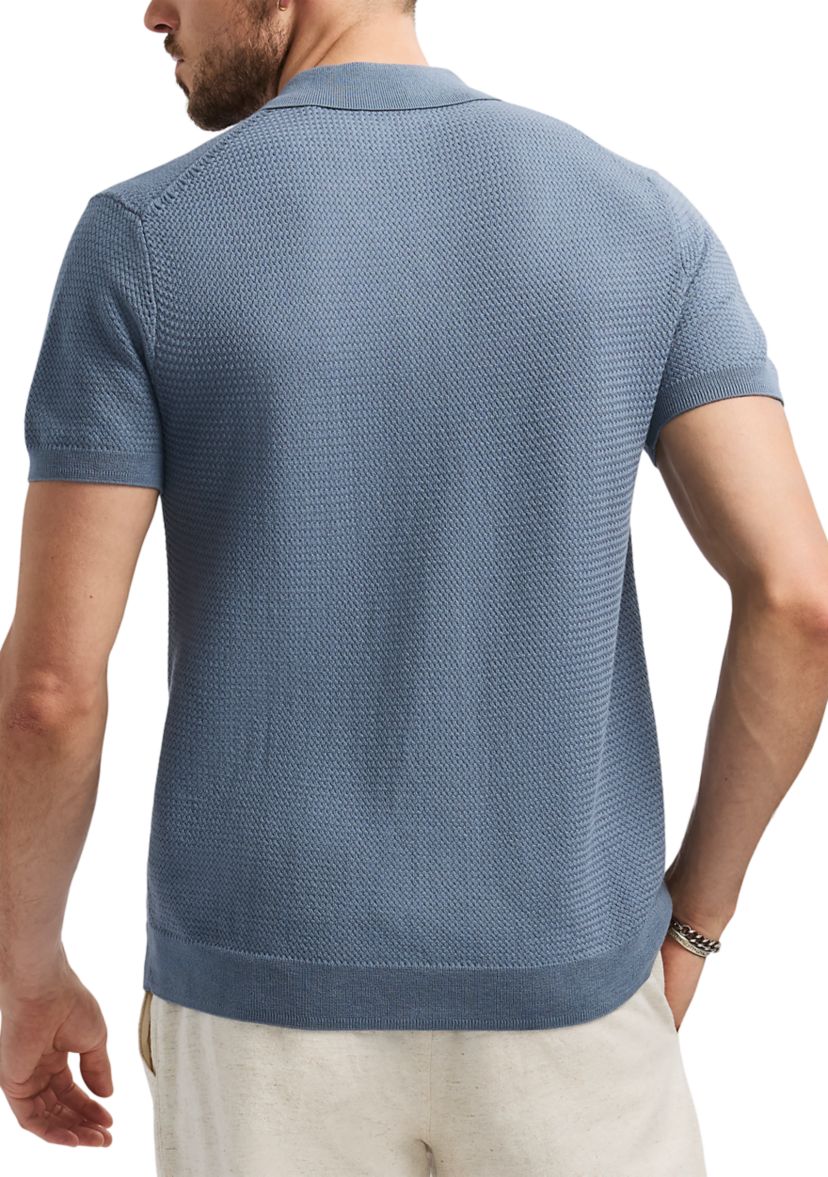 Wasko Button Up Sweater Knit Polo Shirt
