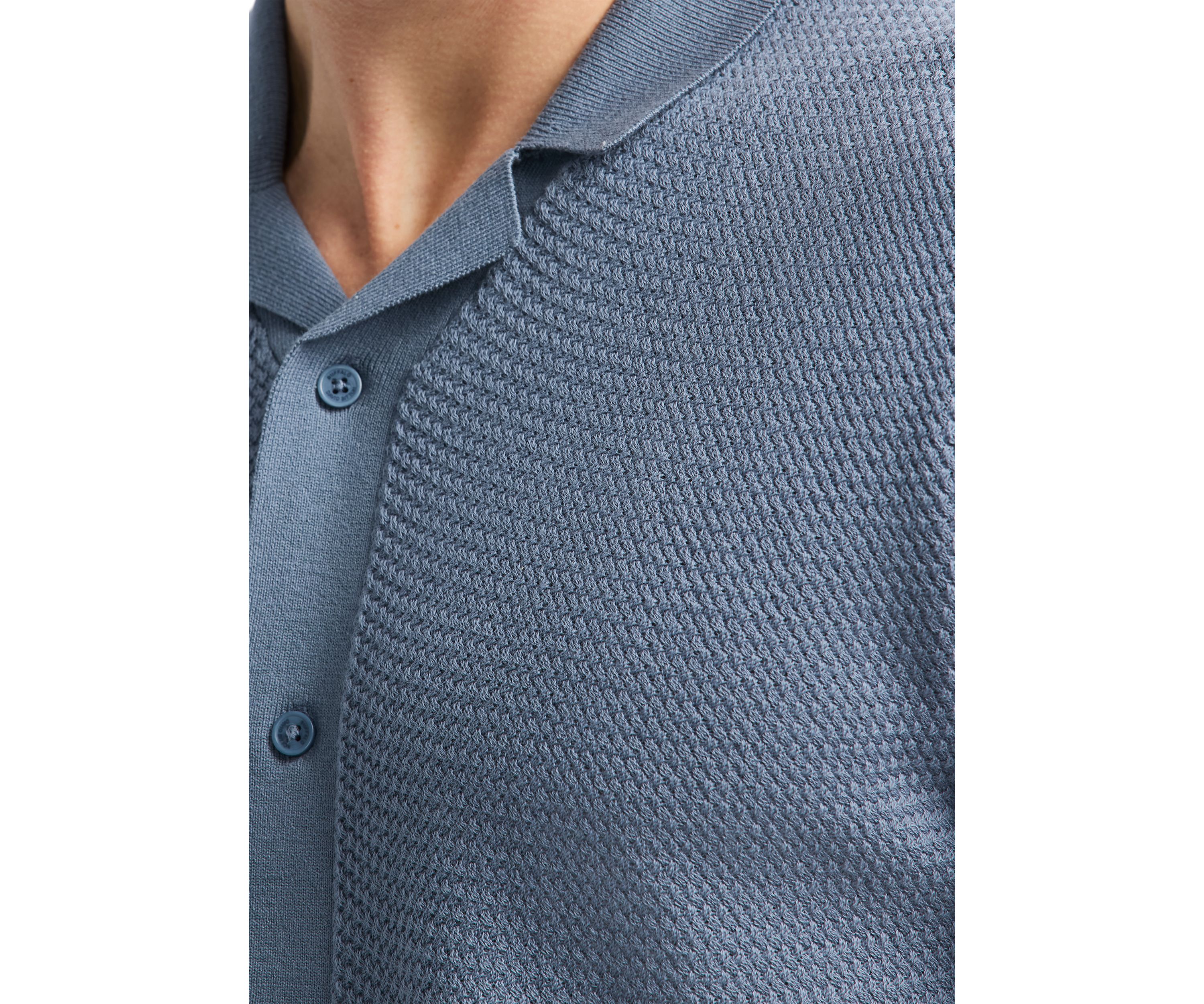 Wasko Button Up Sweater Knit Polo Shirt