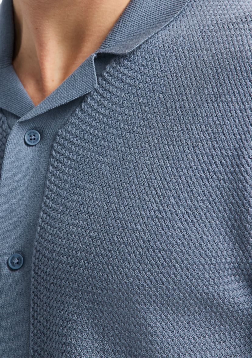Wasko Button Up Sweater Knit Polo Shirt