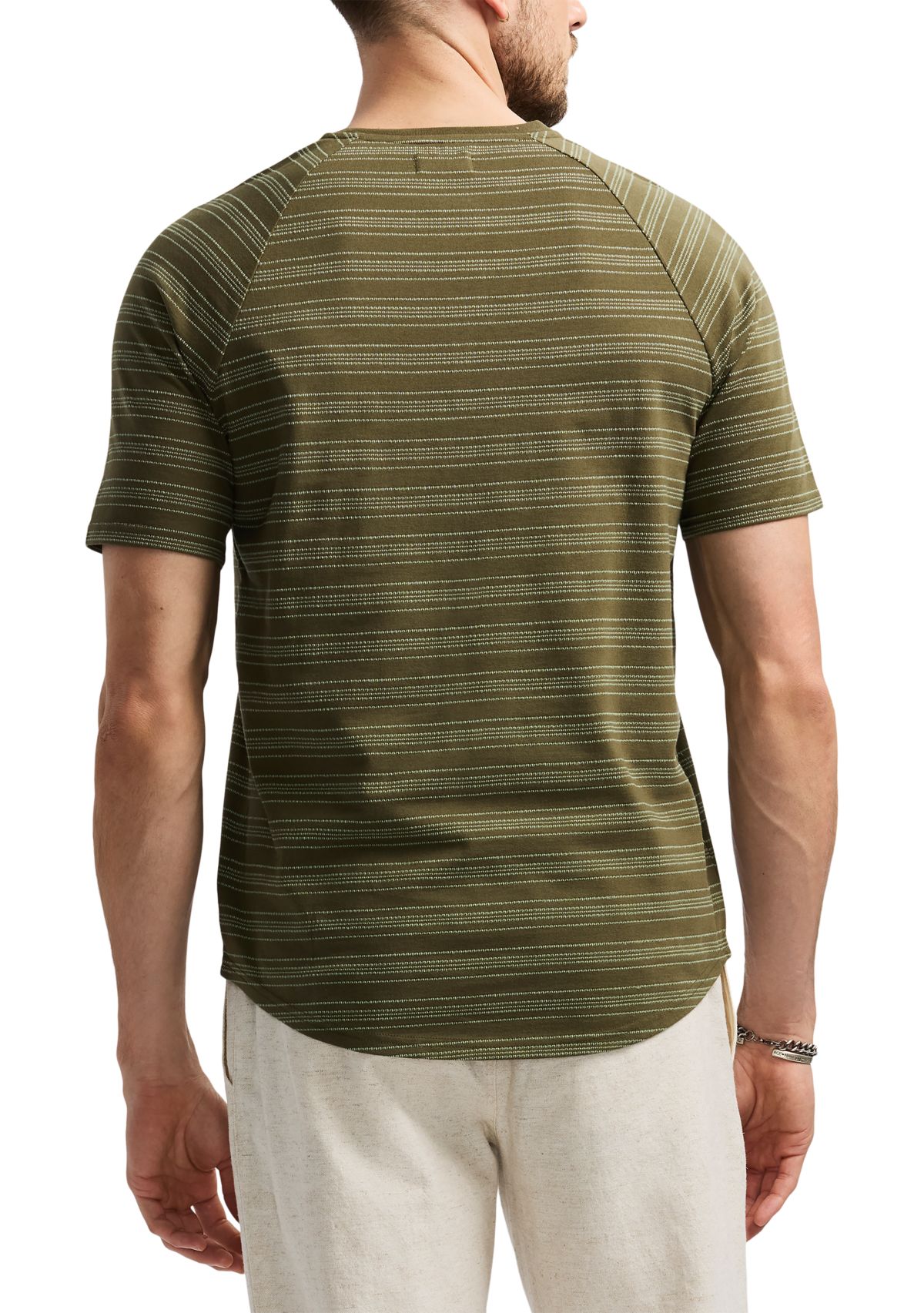 Mens Short Sleeve Striped Henley Top