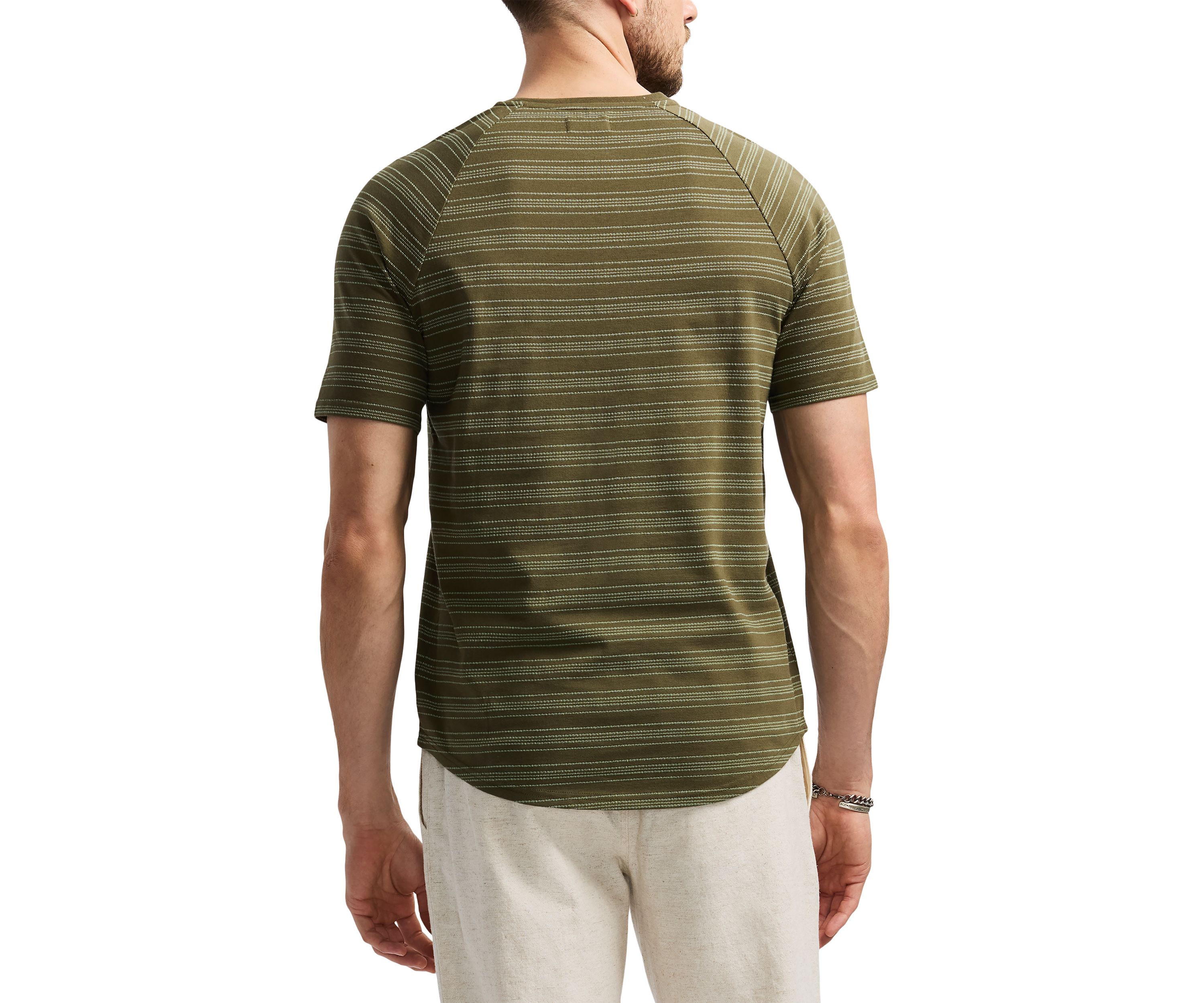 Mens Short Sleeve Striped Henley Top
