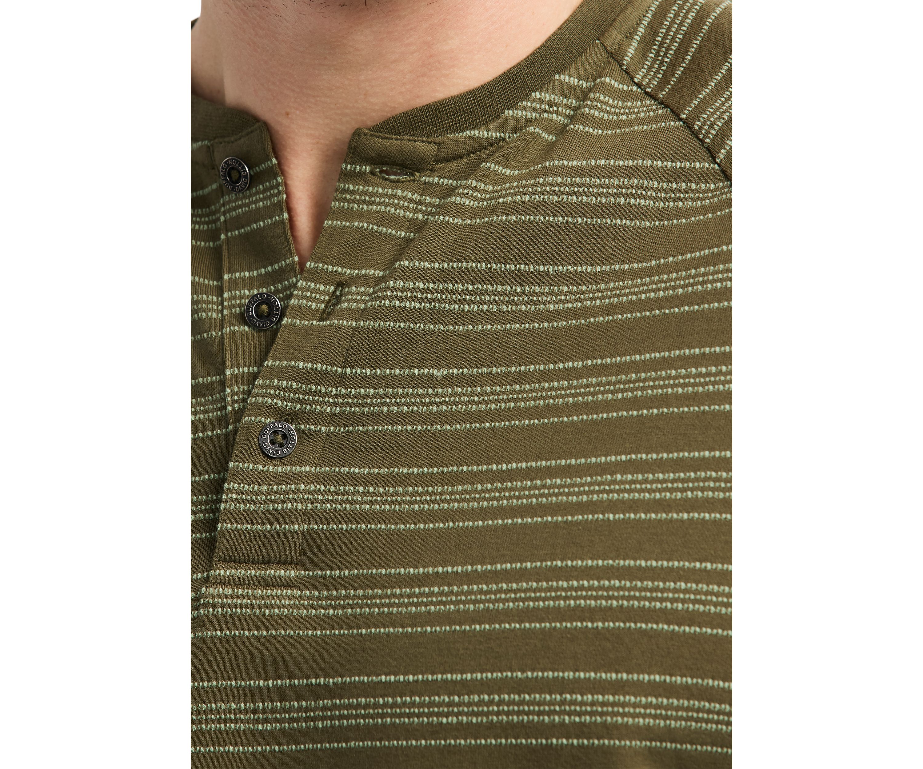 Mens Short Sleeve Striped Henley Top