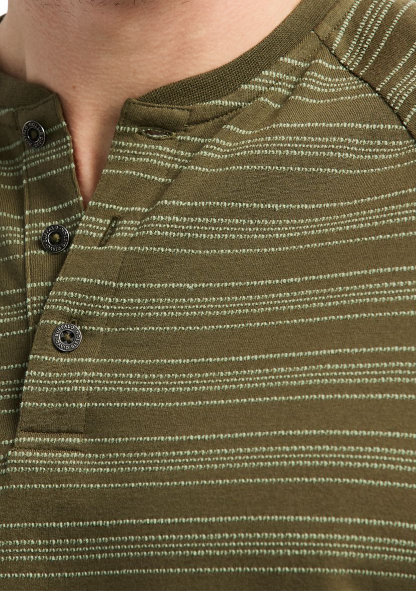 Mens Short Sleeve Striped Henley Top