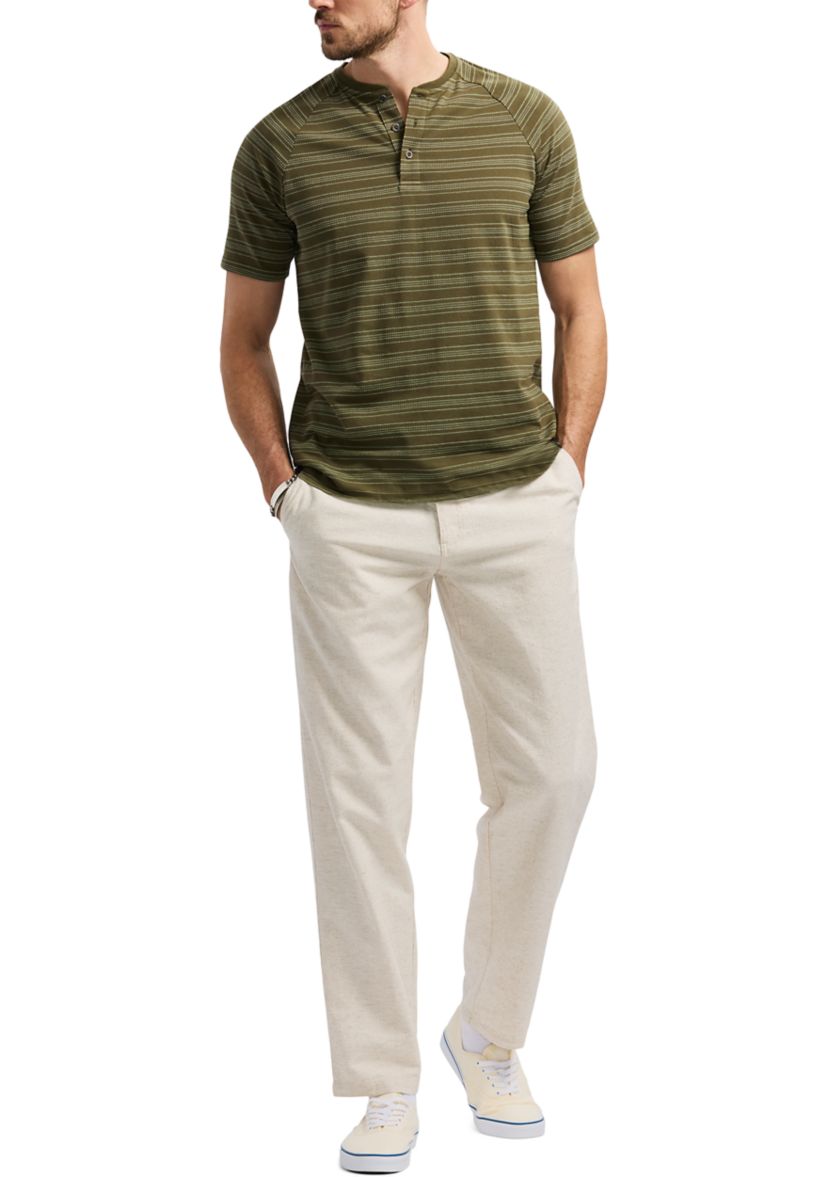 Mens Short Sleeve Striped Henley Top