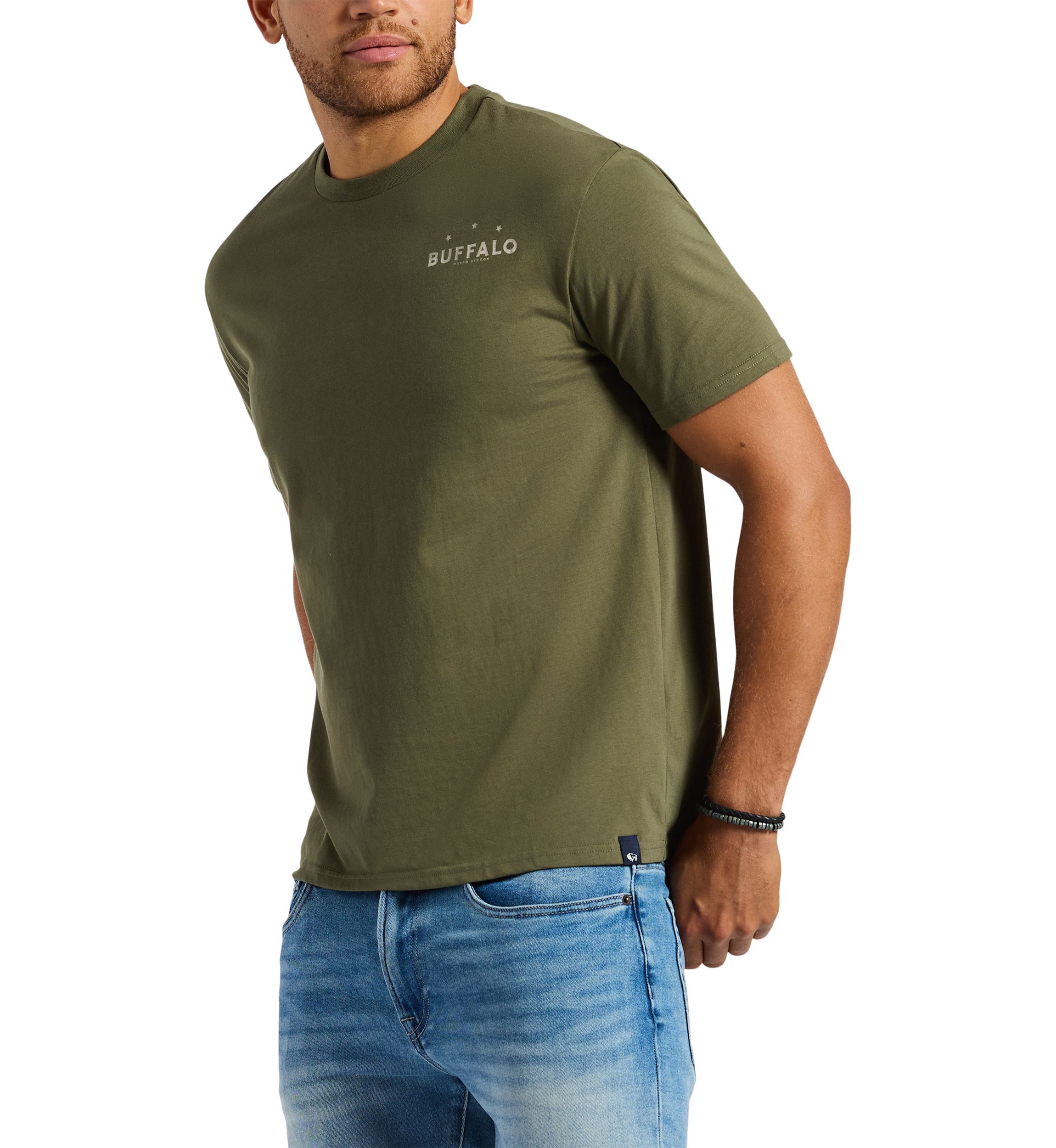 Mens Toftlund Graphic T-Shirt with Bull Skull Motif on the Back 