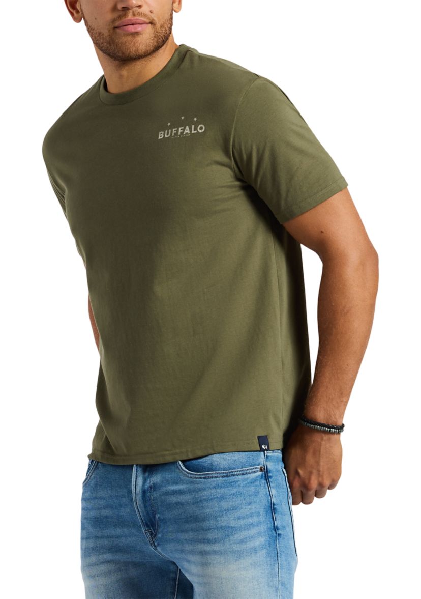 Mens Toftlund Graphic T-Shirt with Bull Skull Motif on the Back 
