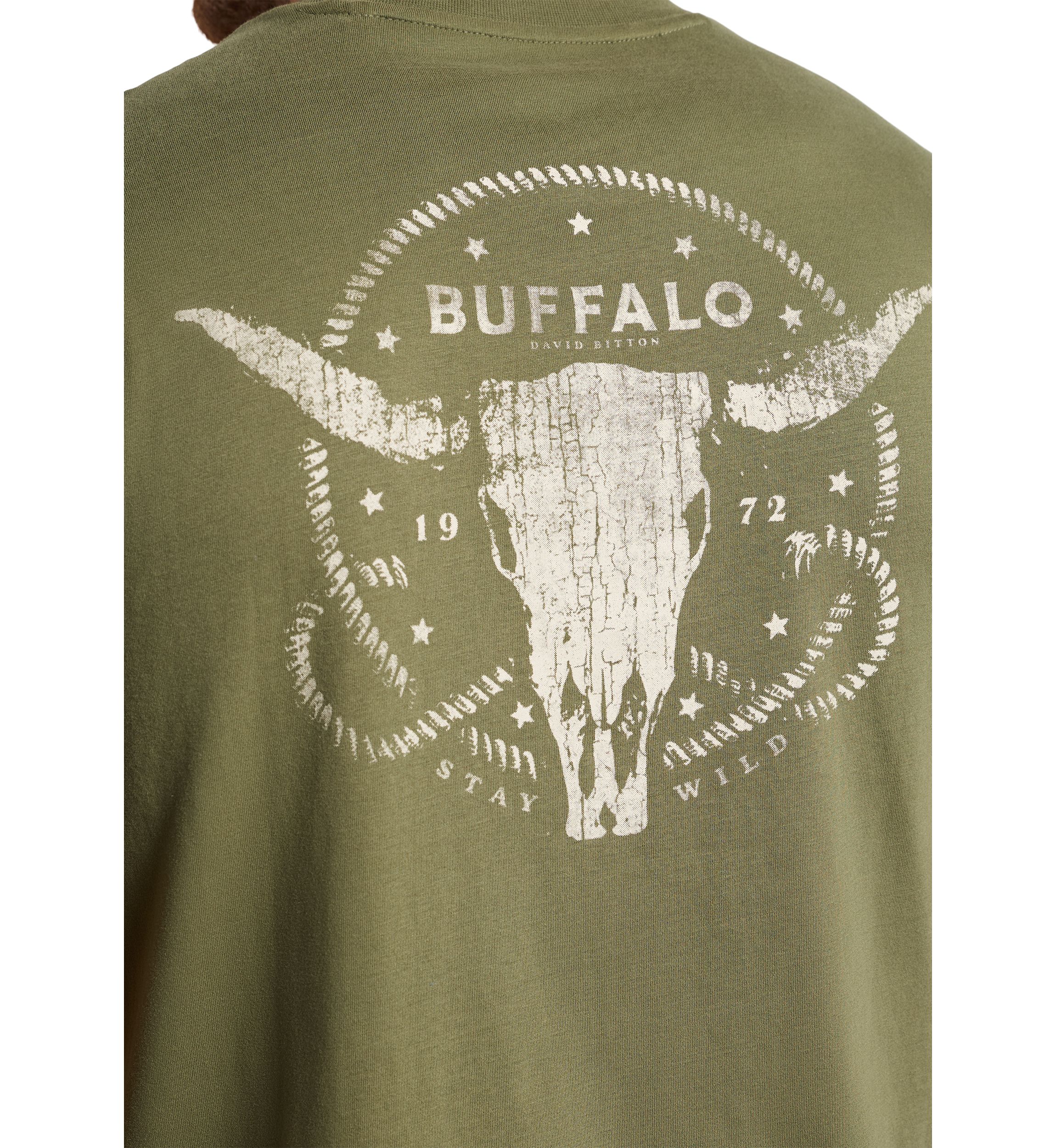 Mens Toftlund Graphic T-Shirt with Bull Skull Motif on the Back 