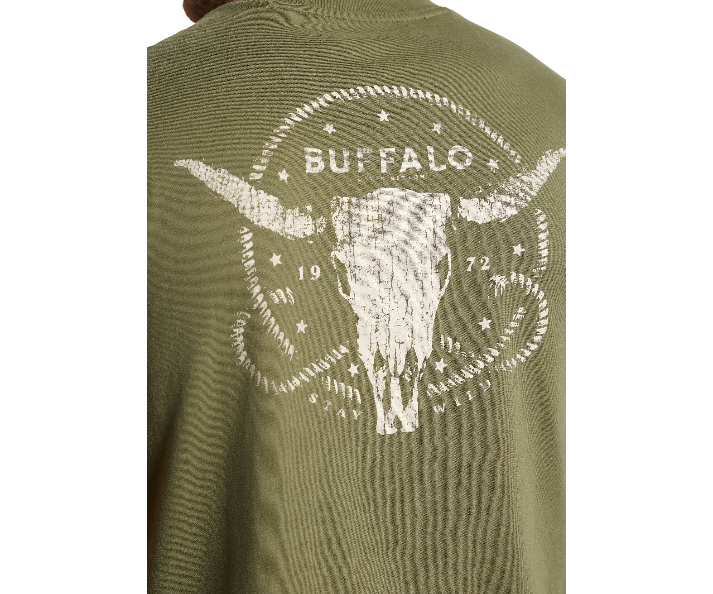 Mens Toftlund Graphic T-Shirt with Bull Skull Motif on the Back 