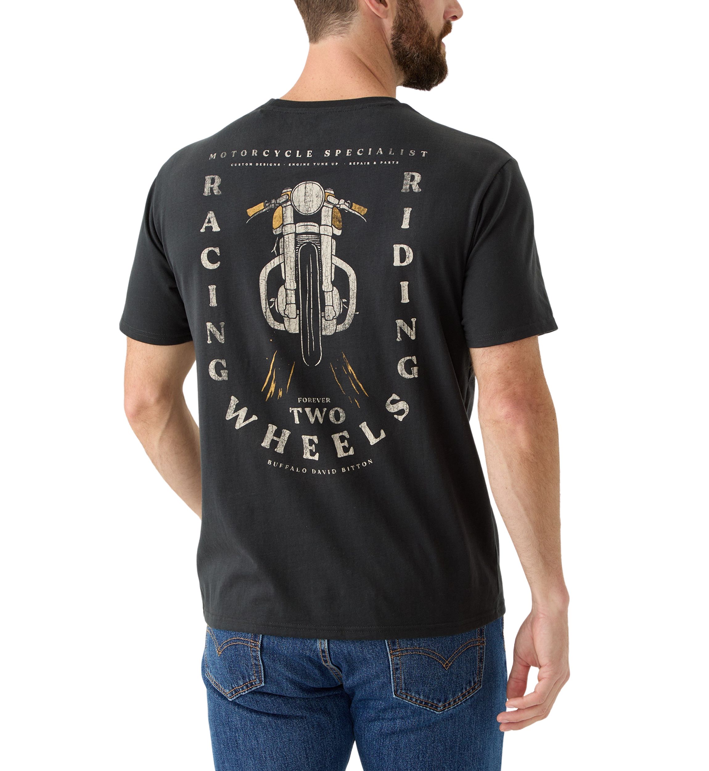 Mens Short Sleeve Two Wheels Graphic T-Shirt 