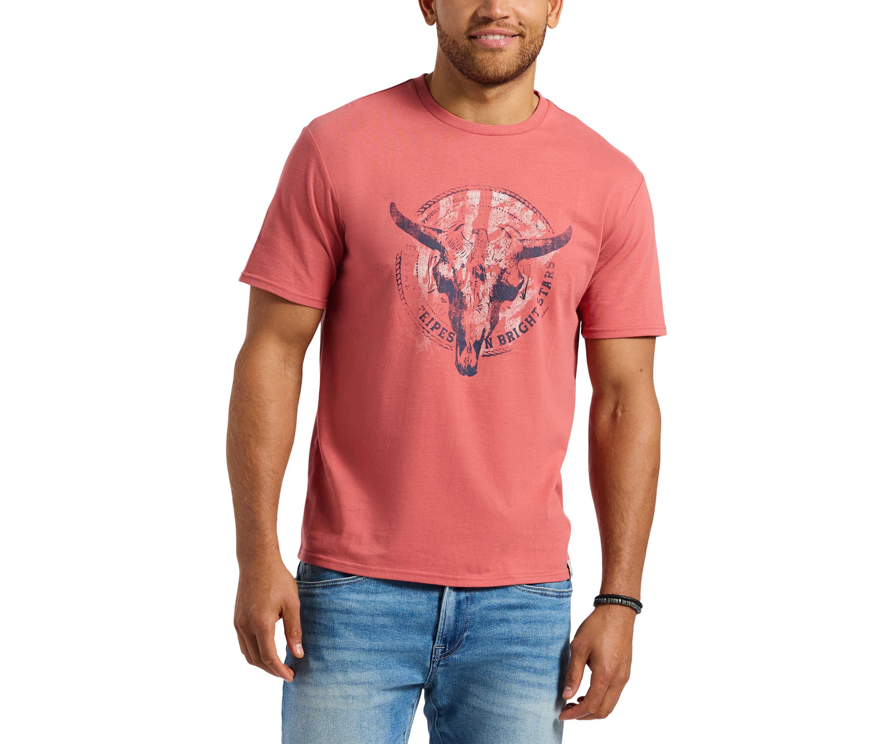 Mens Tarz Graphic T-Shirt with Bull Skull Motif