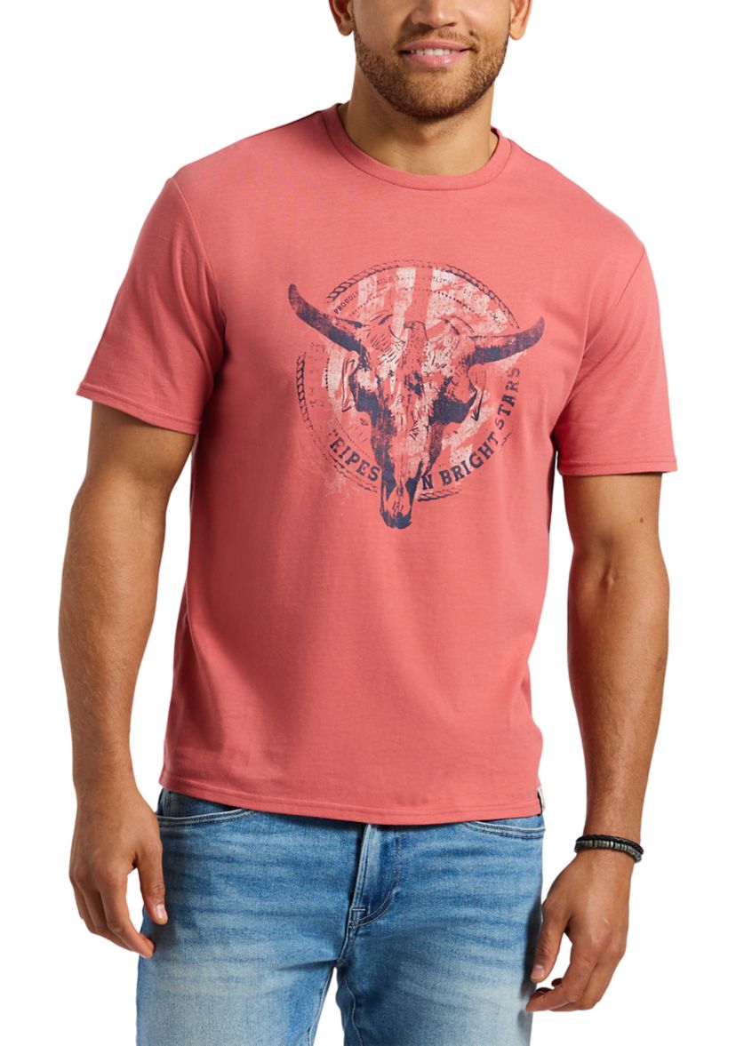 Mens Tarz Graphic T-Shirt with Bull Skull Motif