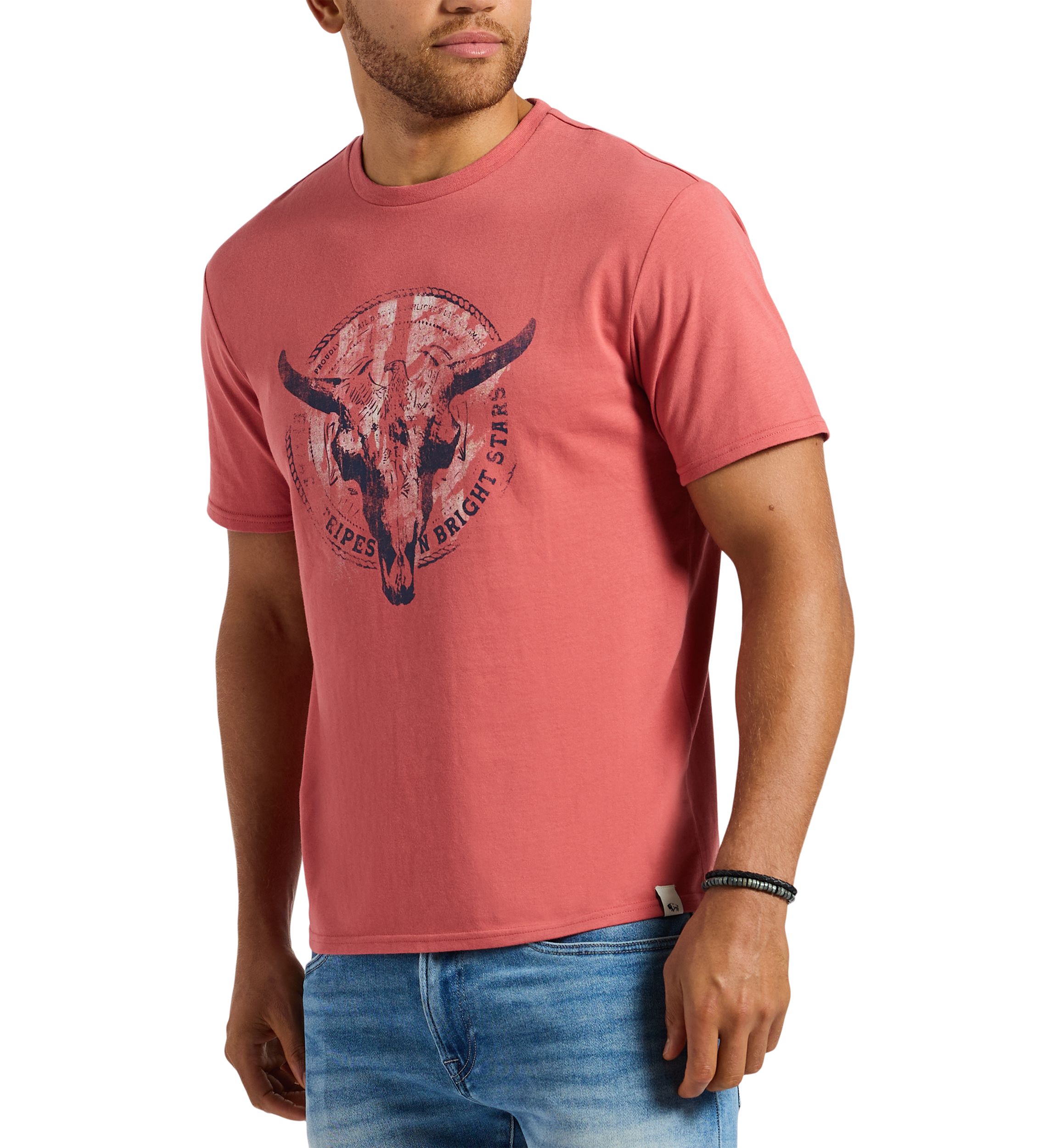 Mens Tarz Graphic T-Shirt with Bull Skull Motif