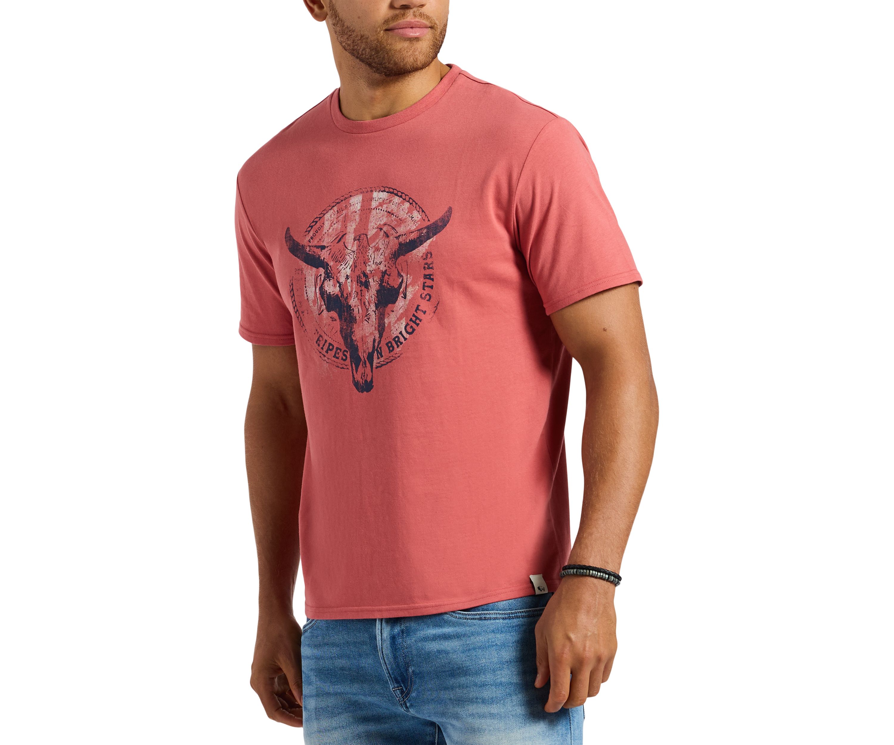Mens Tarz Graphic T-Shirt with Bull Skull Motif