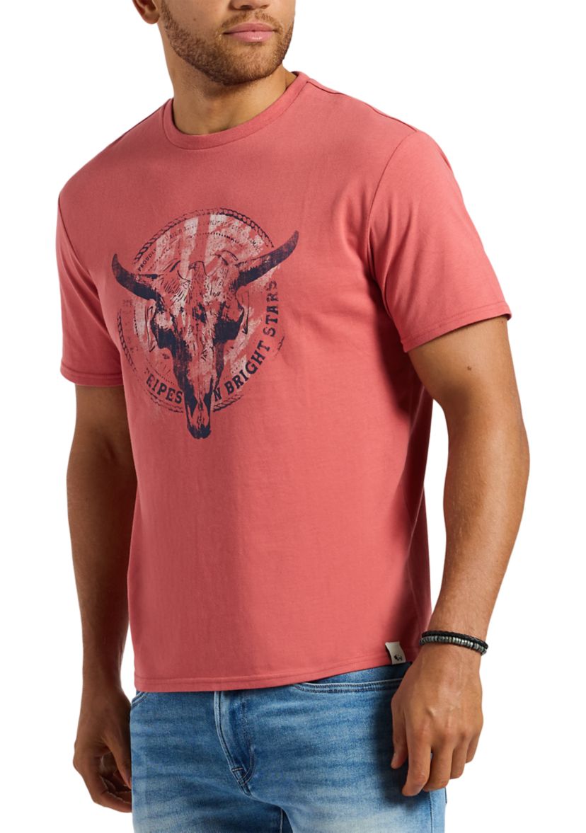 Mens Tarz Graphic T-Shirt with Bull Skull Motif