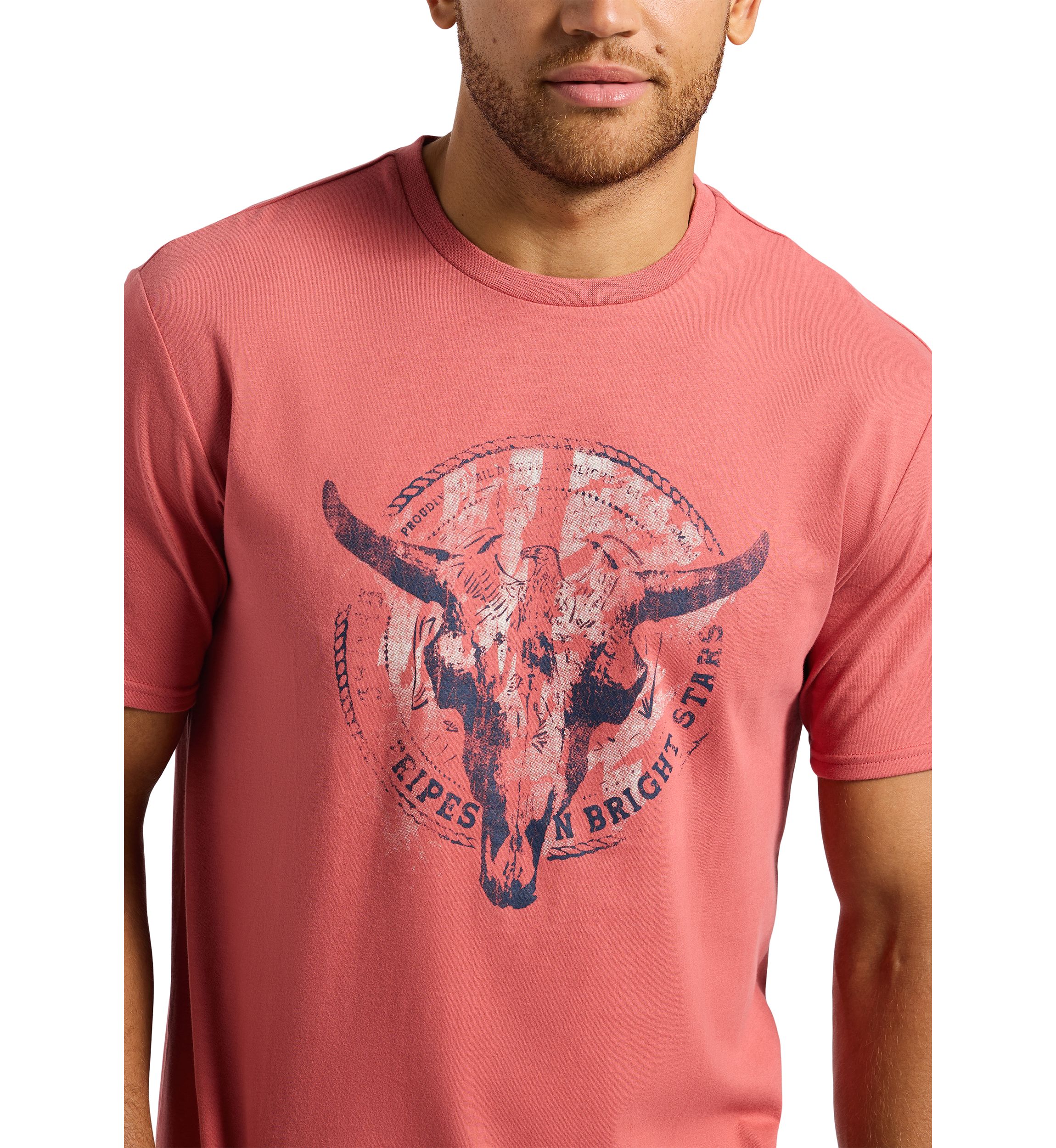 Mens Tarz Graphic T-Shirt with Bull Skull Motif