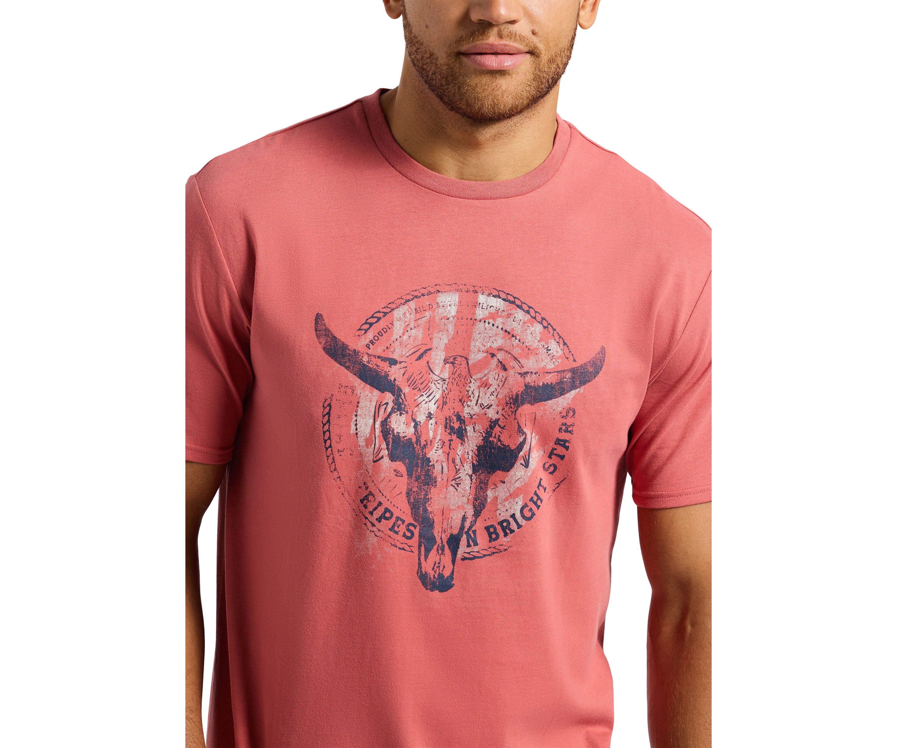Mens Tarz Graphic T-Shirt with Bull Skull Motif