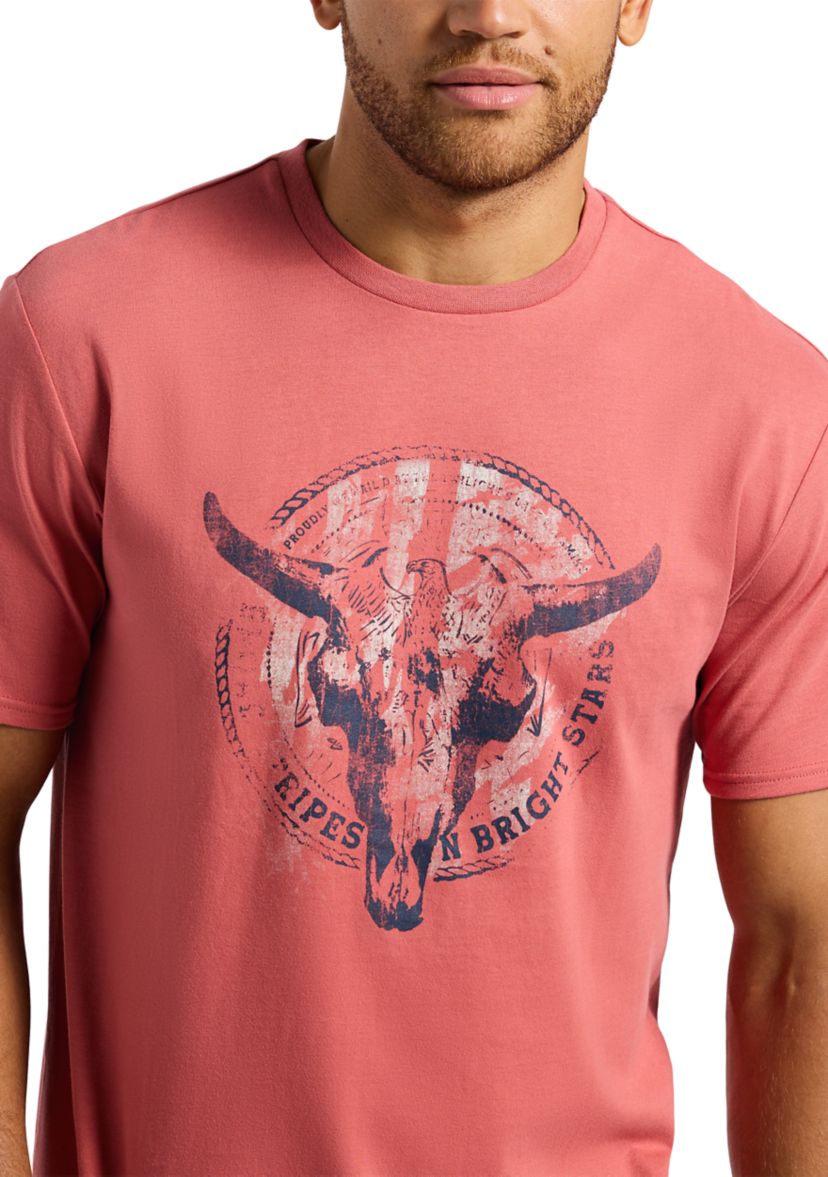 Mens Tarz Graphic T-Shirt with Bull Skull Motif