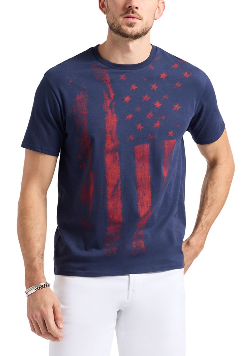 Mens Talla Graphic T-Shirt with American Flag Print