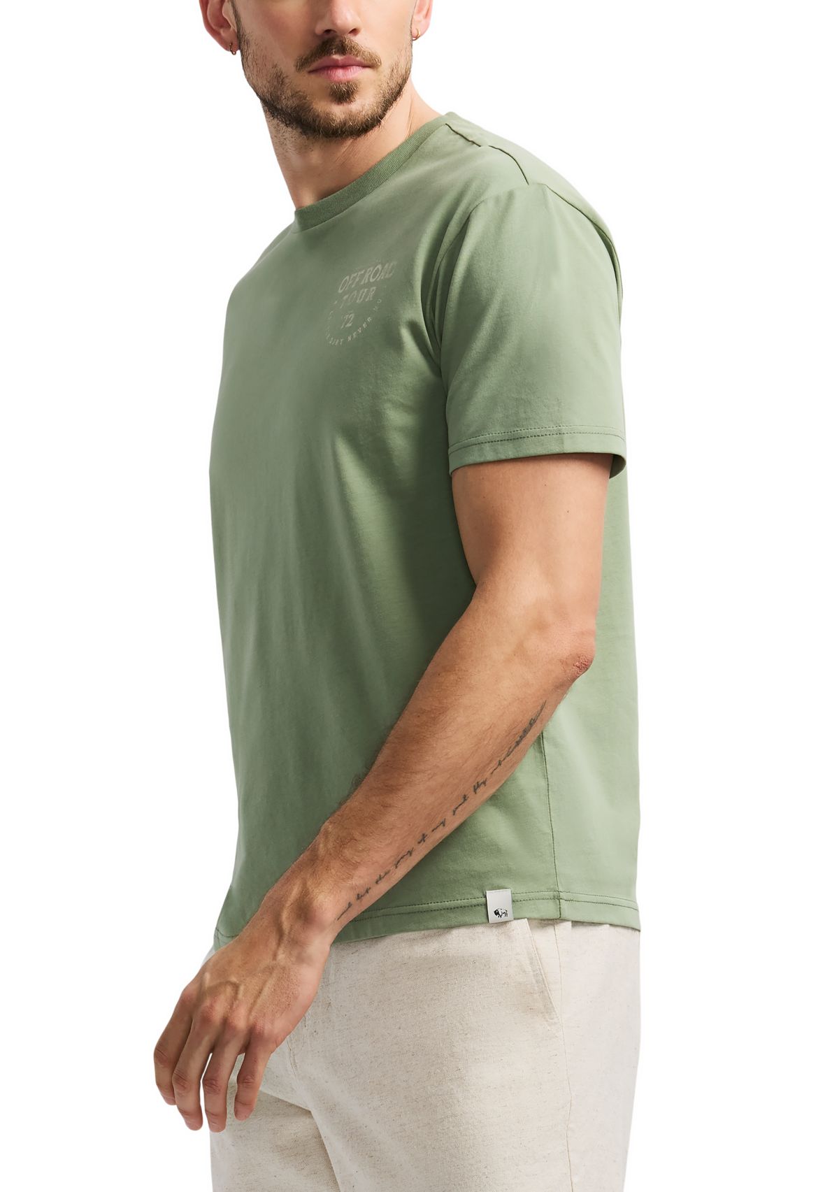 Mens Toffroad Graphic T-Shirt with Off Road Tour Print, Hedge Green