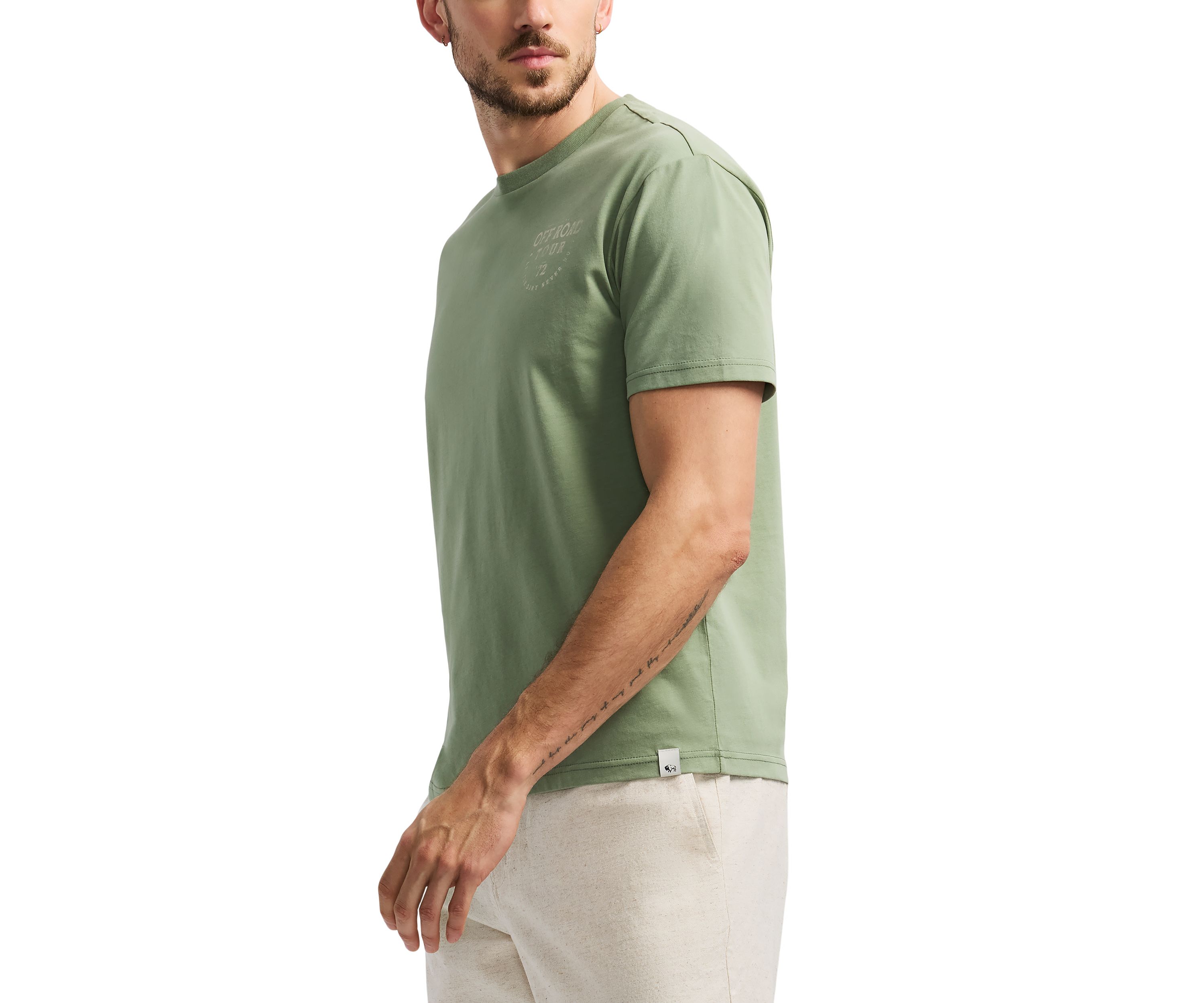 Mens Toffroad Graphic T-Shirt with Off Road Tour Print, Hedge Green